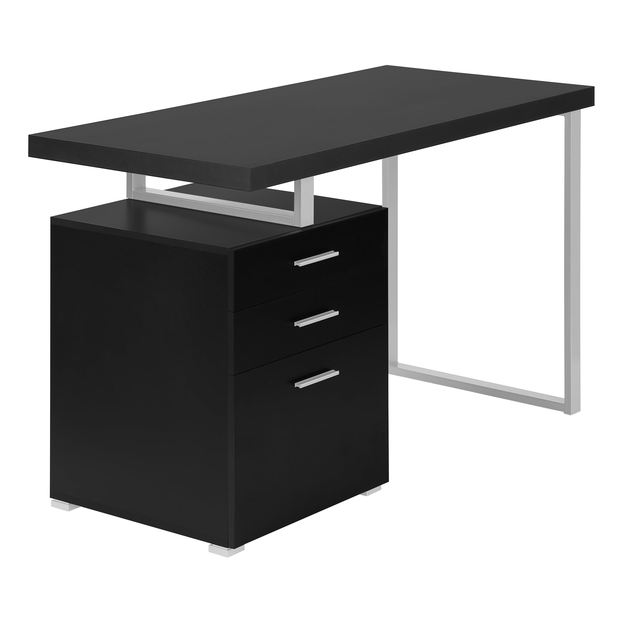 MN-557649    Computer Desk, Home Office, Laptop, Left, Right Set-Up, Storage Drawers, 48"L, Metal, Laminate, Black, Silver, Contemporary, Modern