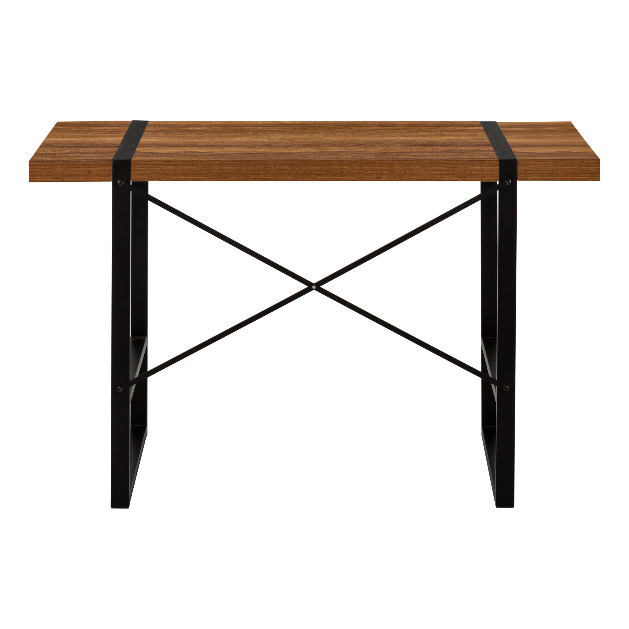 MN-567655    Computer Desk, Home Office, Laptop, 48"L, Metal, Laminate, Walnut, Black, Contemporary, Modern