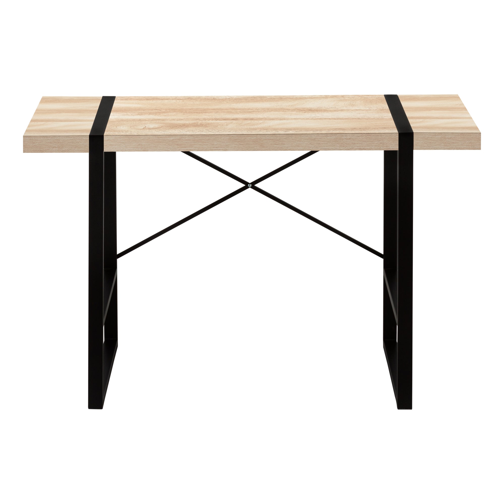 MN-597658    Computer Desk, Home Office, Laptop, 48"L, Metal, Laminate, Natural, Black, Contemporary, Modern