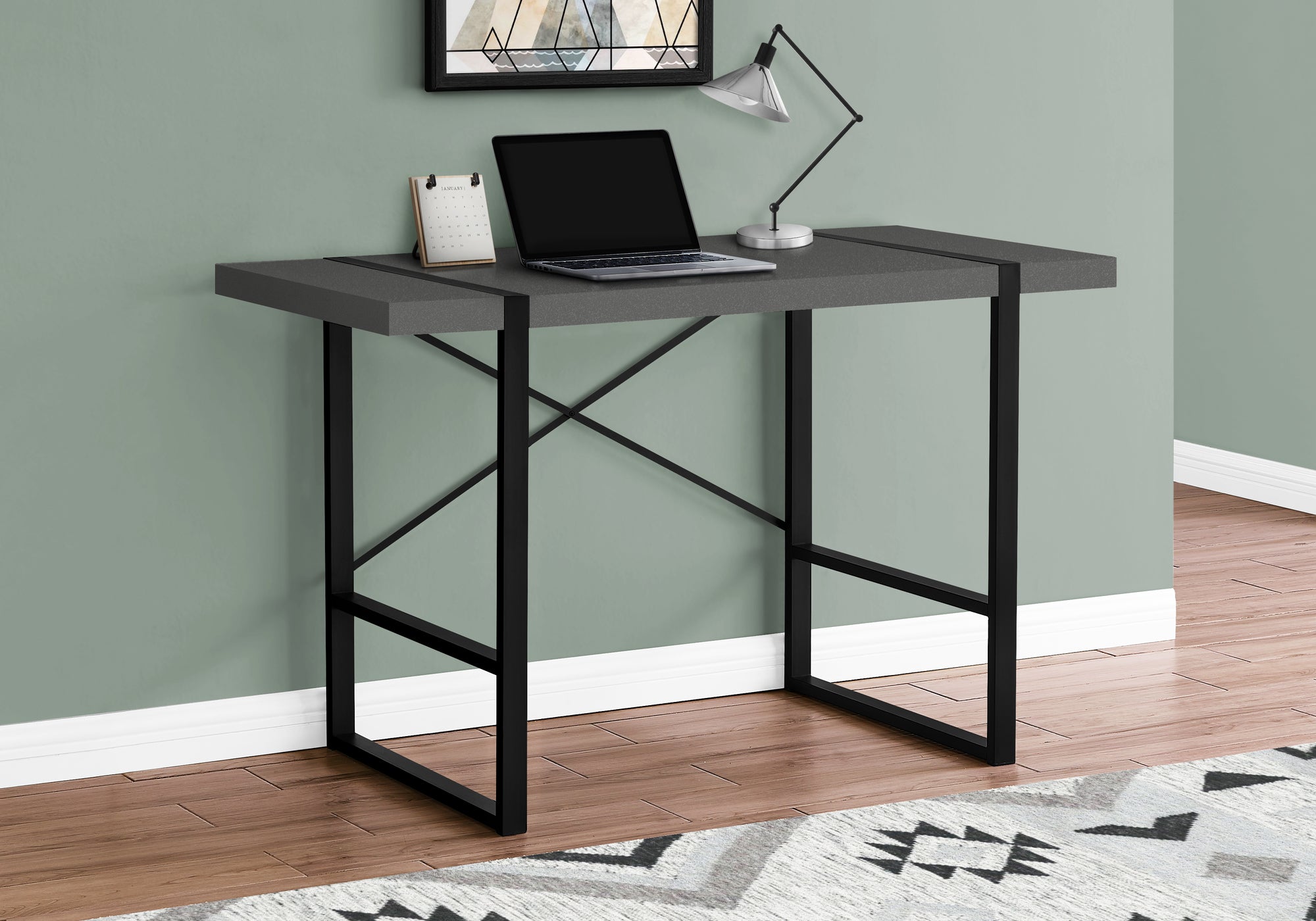 MN-617660    Computer Desk, Home Office, Laptop, 48"L, Metal, Laminate, Grey, Modern, Contemporary, Modern