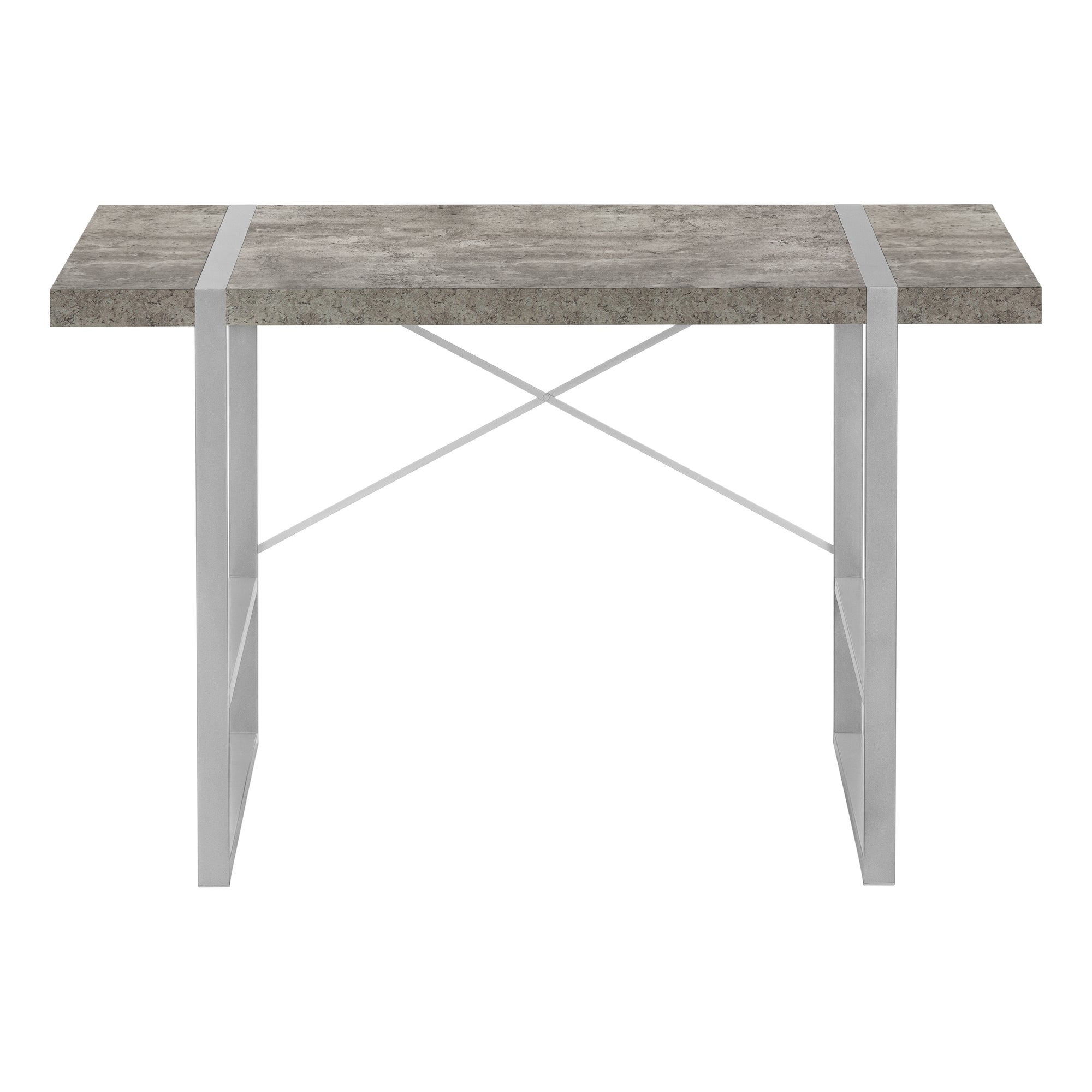 MN-637662    Computer Desk, Home Office, Laptop, 48"L, Metal, Laminate, Grey Concrete, Silver, Contemporary, Modern