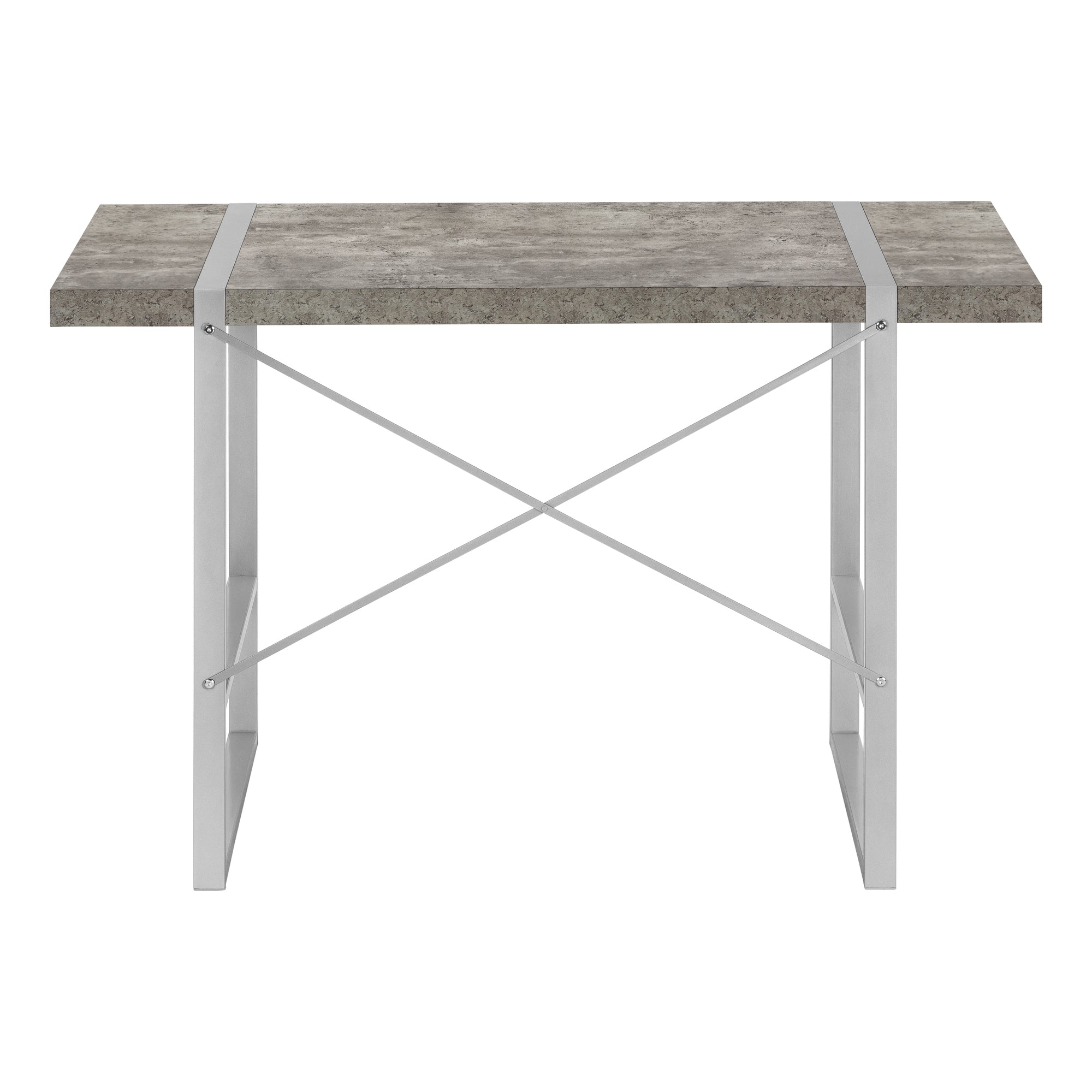 MN-637662    Computer Desk, Home Office, Laptop, 48"L, Metal, Laminate, Grey Concrete, Silver, Contemporary, Modern