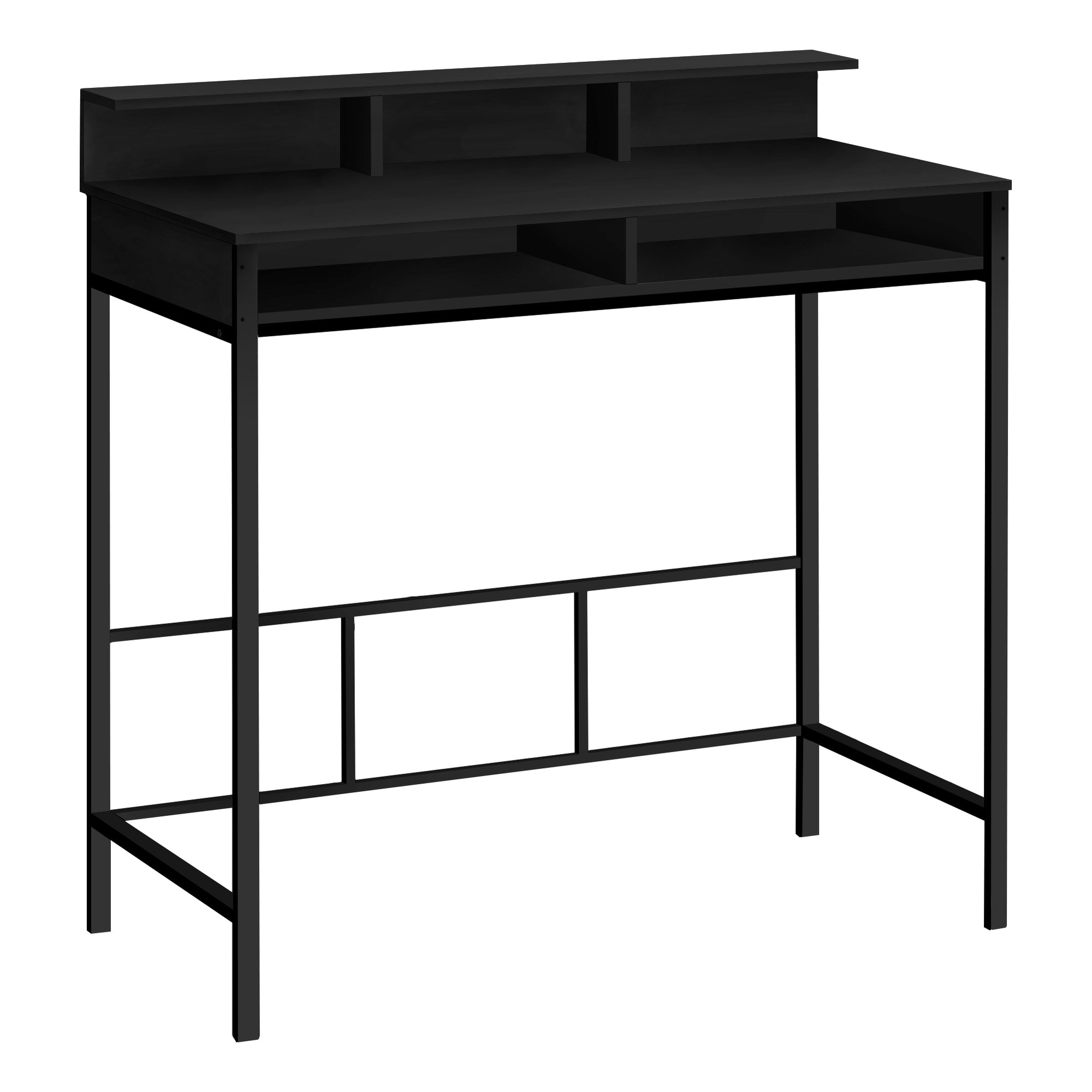 MN-837700    Computer Desk, Home Office, Standing, Storage Shelves, 48"L, Metal Legs, Laminate, Black, Contemporary, Industrial, Modern