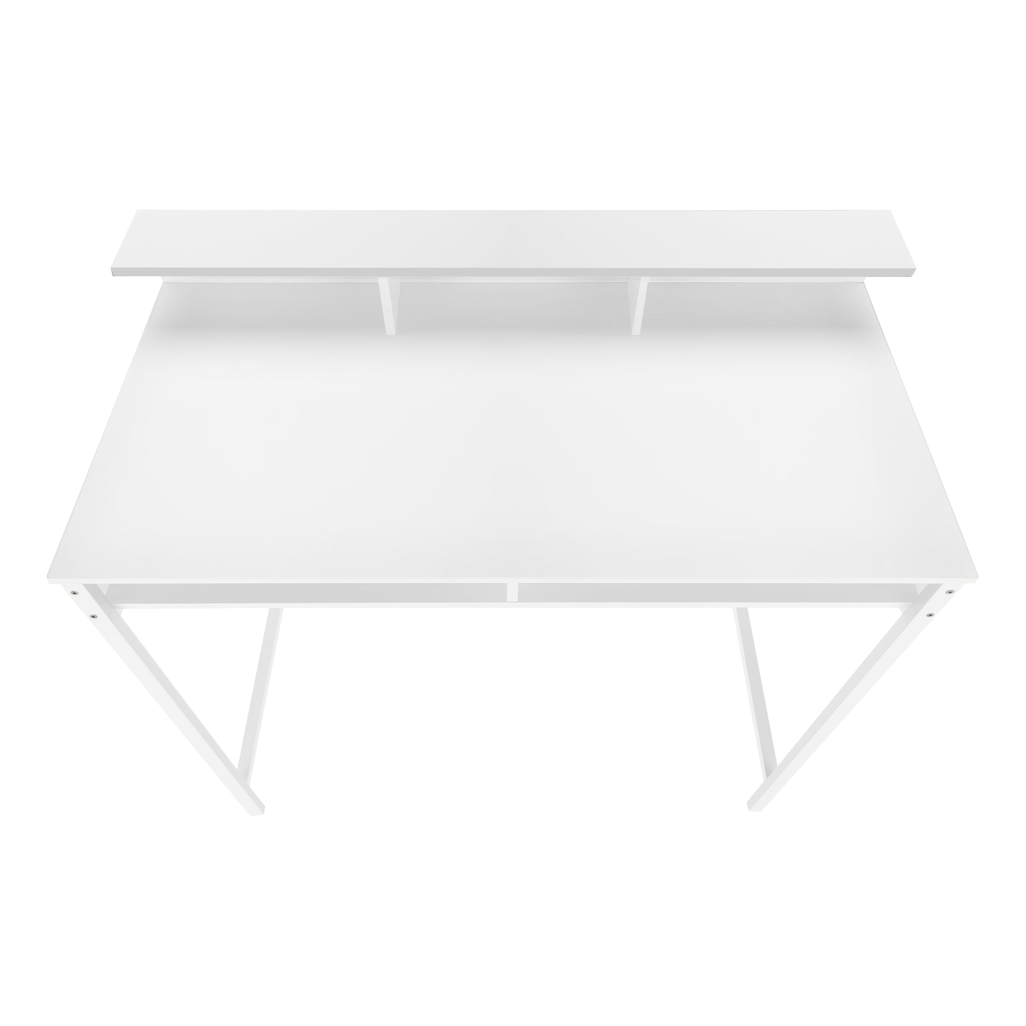 MN-847701    Computer Desk, Home Office, Standing, Storage Shelves, 48"L, Metal Legs, Laminate, White, Contemporary, Industrial, Modern