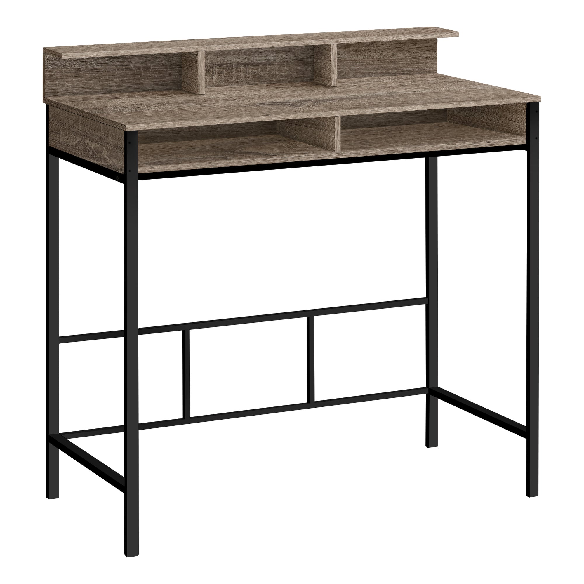 MN-857702    Computer Desk, Home Office, Standing, Storage Shelves, 48"L, Metal Legs, Laminate, Dark Taupe, Contemporary, Industrial, Modern