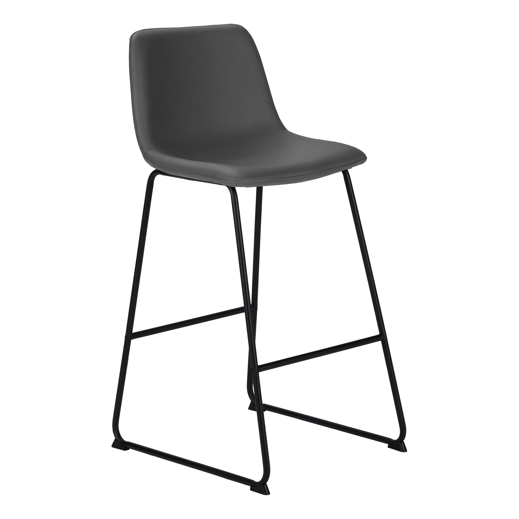 MN-117752    Office Chair - Standing Desk / Metal Frame - Curved Backrest / Grey Leather-Look / Black