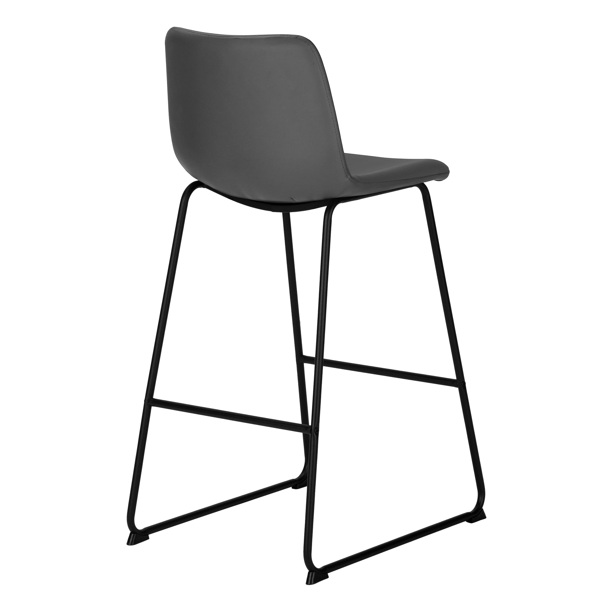 MN-117752    Office Chair - Standing Desk / Metal Frame - Curved Backrest / Grey Leather-Look / Black