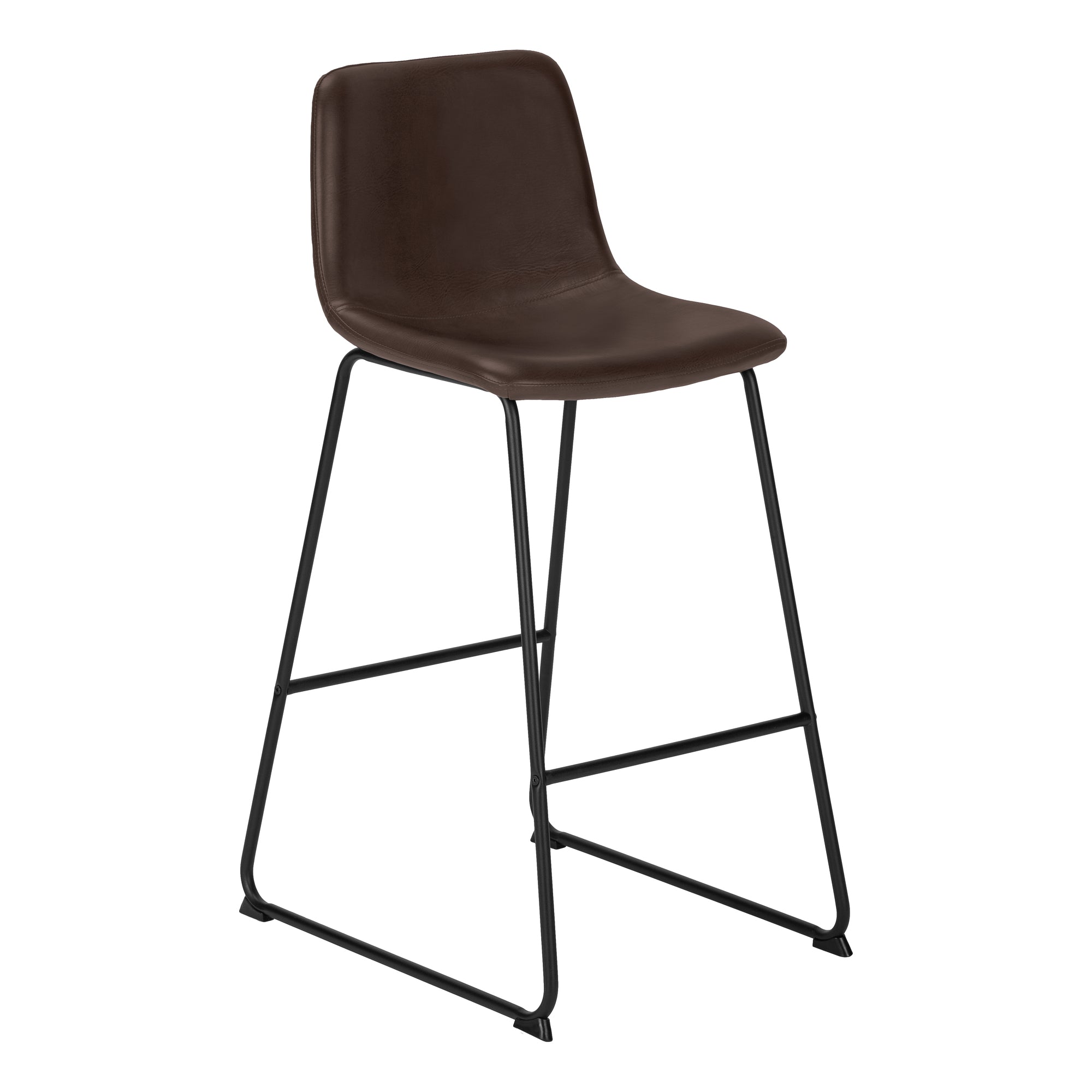 MN-127753    Office Chair - Standing Desk / Metal Frame - Curved Backrest / Brown Leather-Look / Black