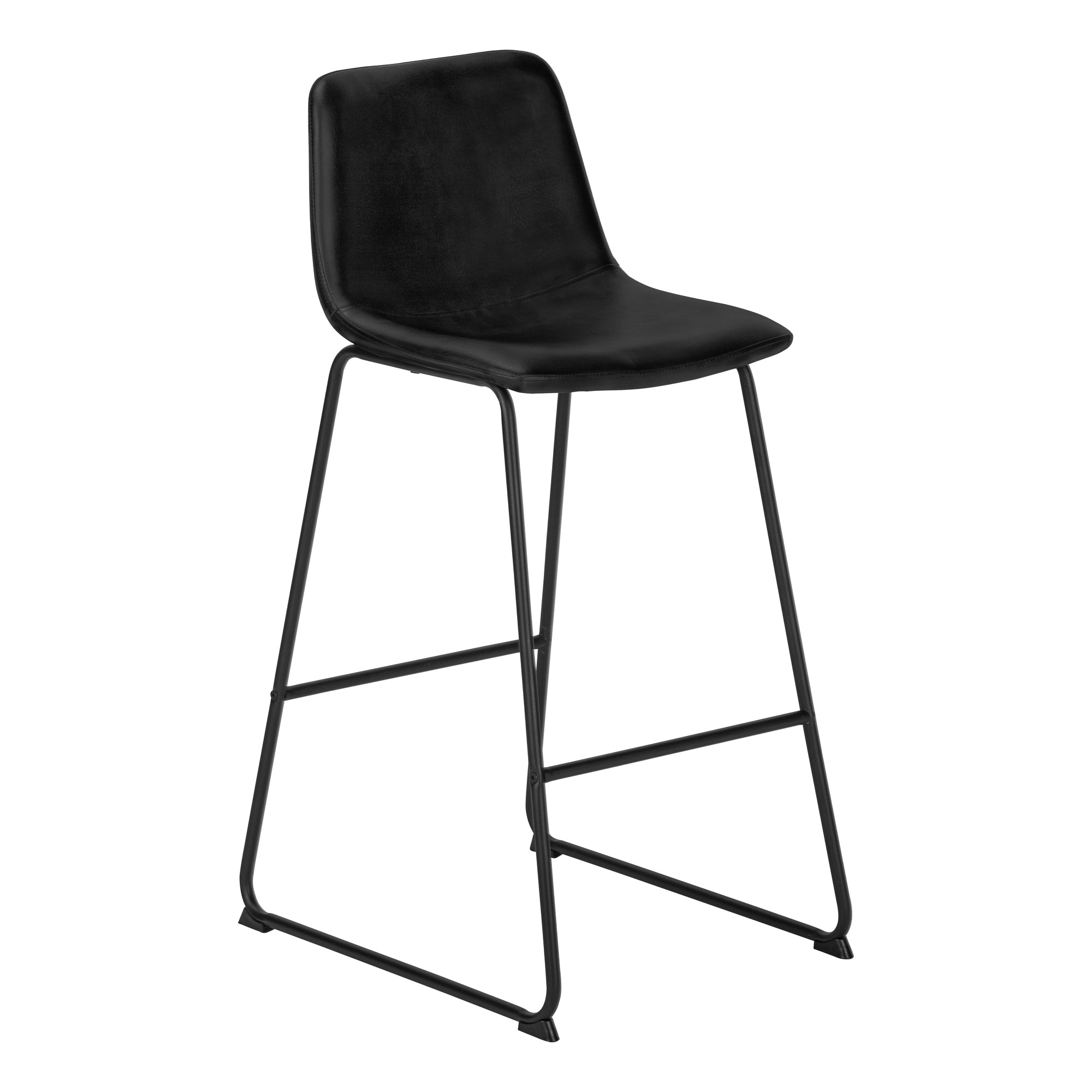 MN-137754    Office Chair - Standing Desk / Metal Frame - Curved Backrest / Black Leather-Look / Black
