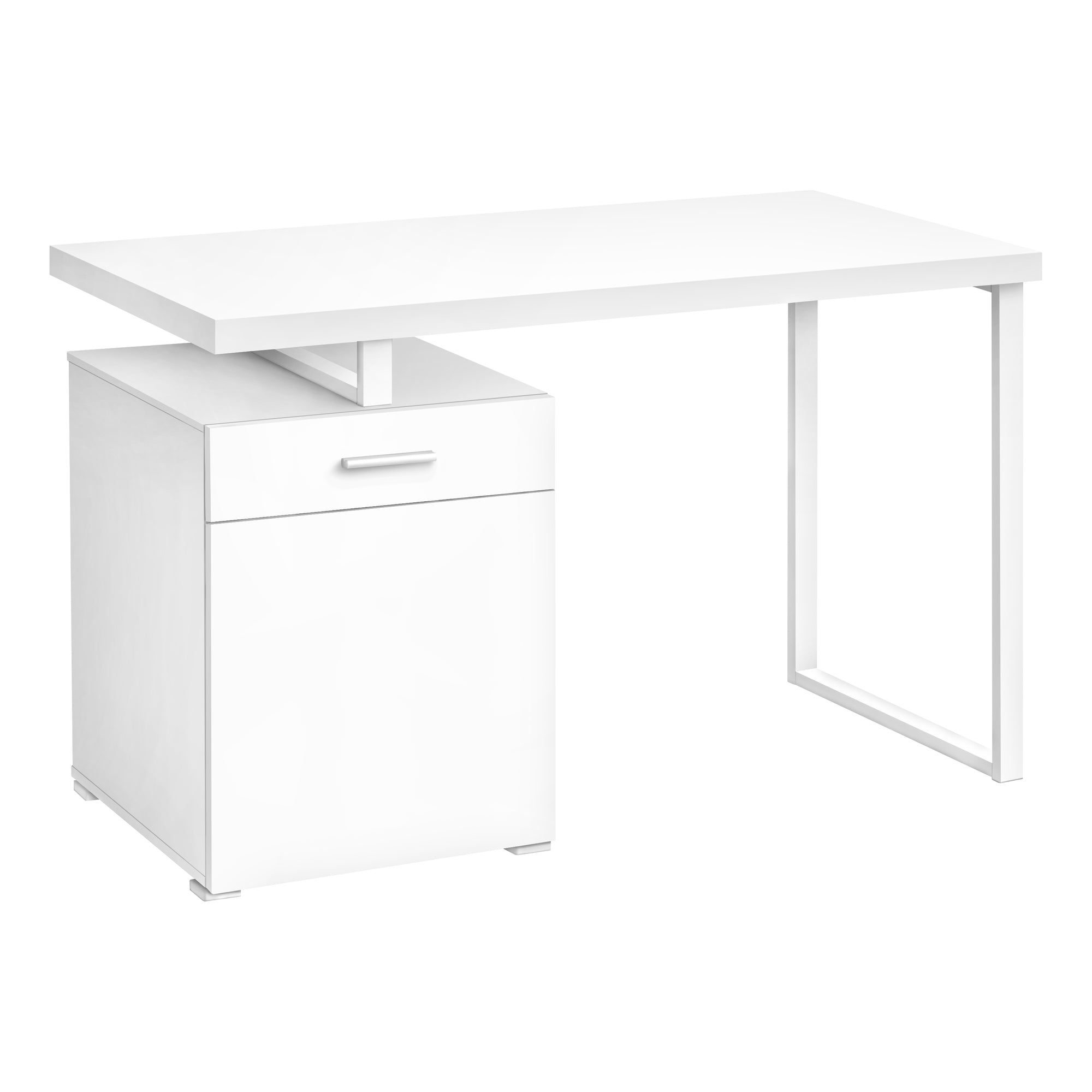 MN-147760    Computer Desk - Storage Drawer / Cabinet / Left Or Right Setup / Floating Desktop - 48"L - White / White