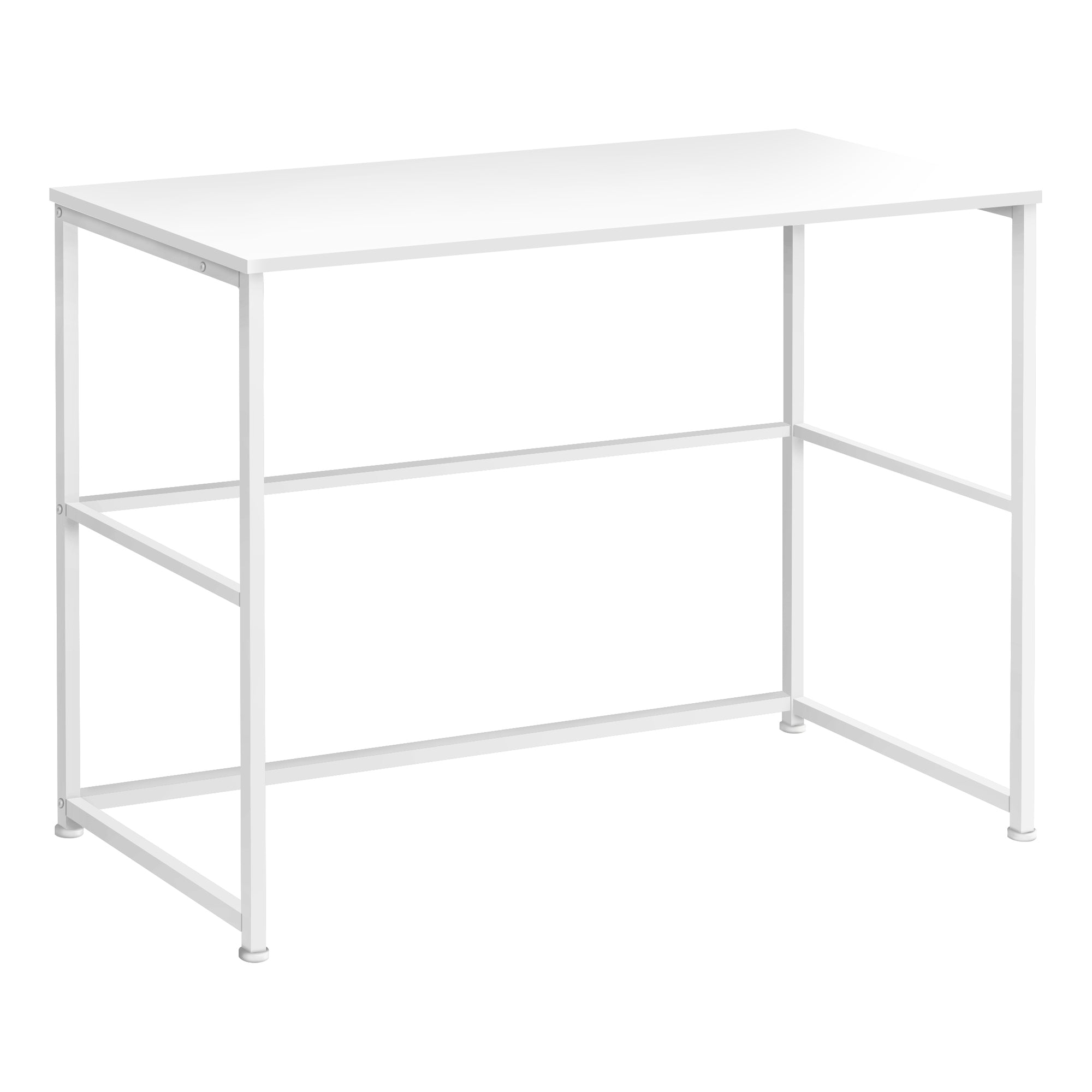 MN-247775    Computer Desk - Small Writing Or Laptop Table / Modern Style / Metal Frame - 40"L - White / White