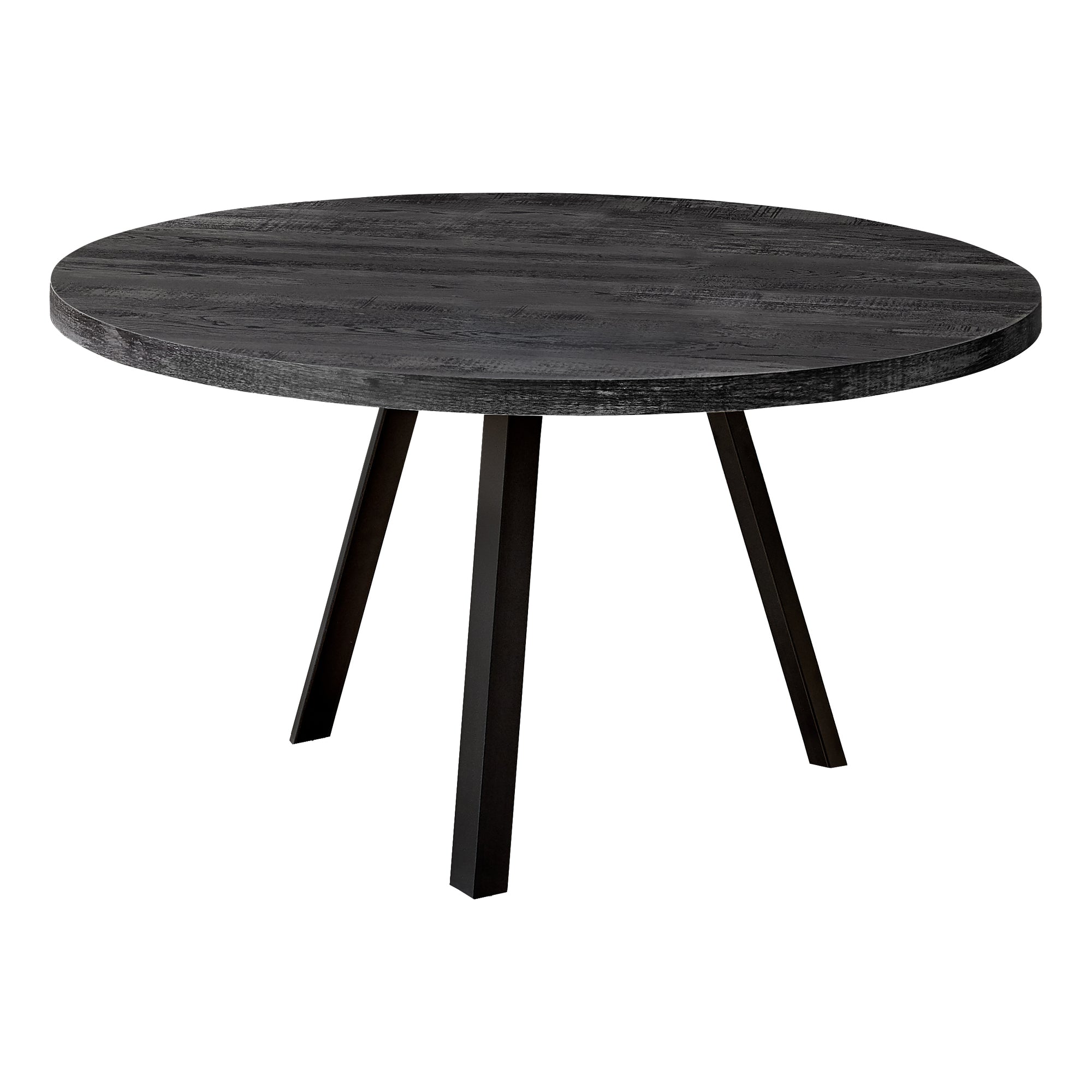 MN-457817    Coffee Table, Accent, Cocktail, Round, Living Room, 36"Dia, Metal Legs, Laminate, Black Reclaimed Wood Look, Black, Contemporary, Industrial, Modern