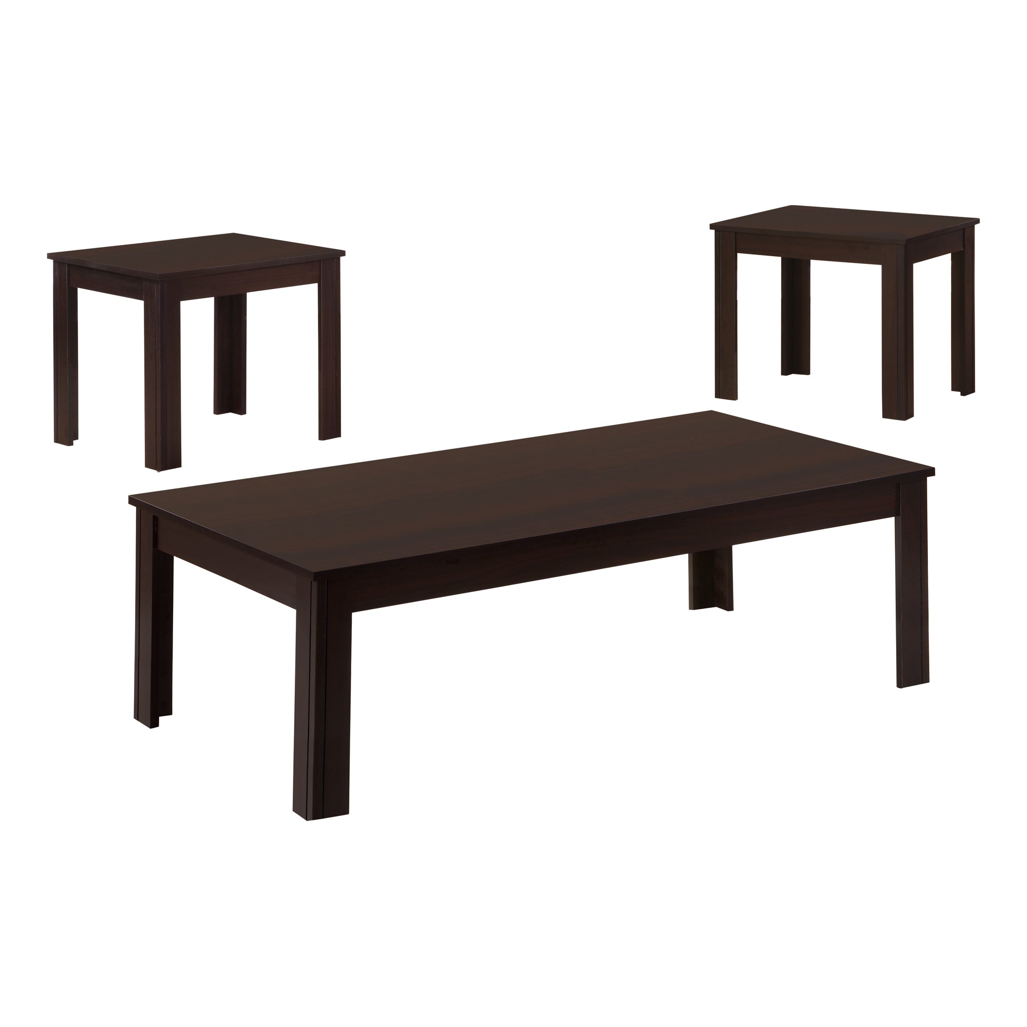 MN-507842P    Table Set, 3Pcs Set, Coffee, End, Side, Accent, Living Room, Laminate, Laminate, Dark Brown, Contemporary, Modern