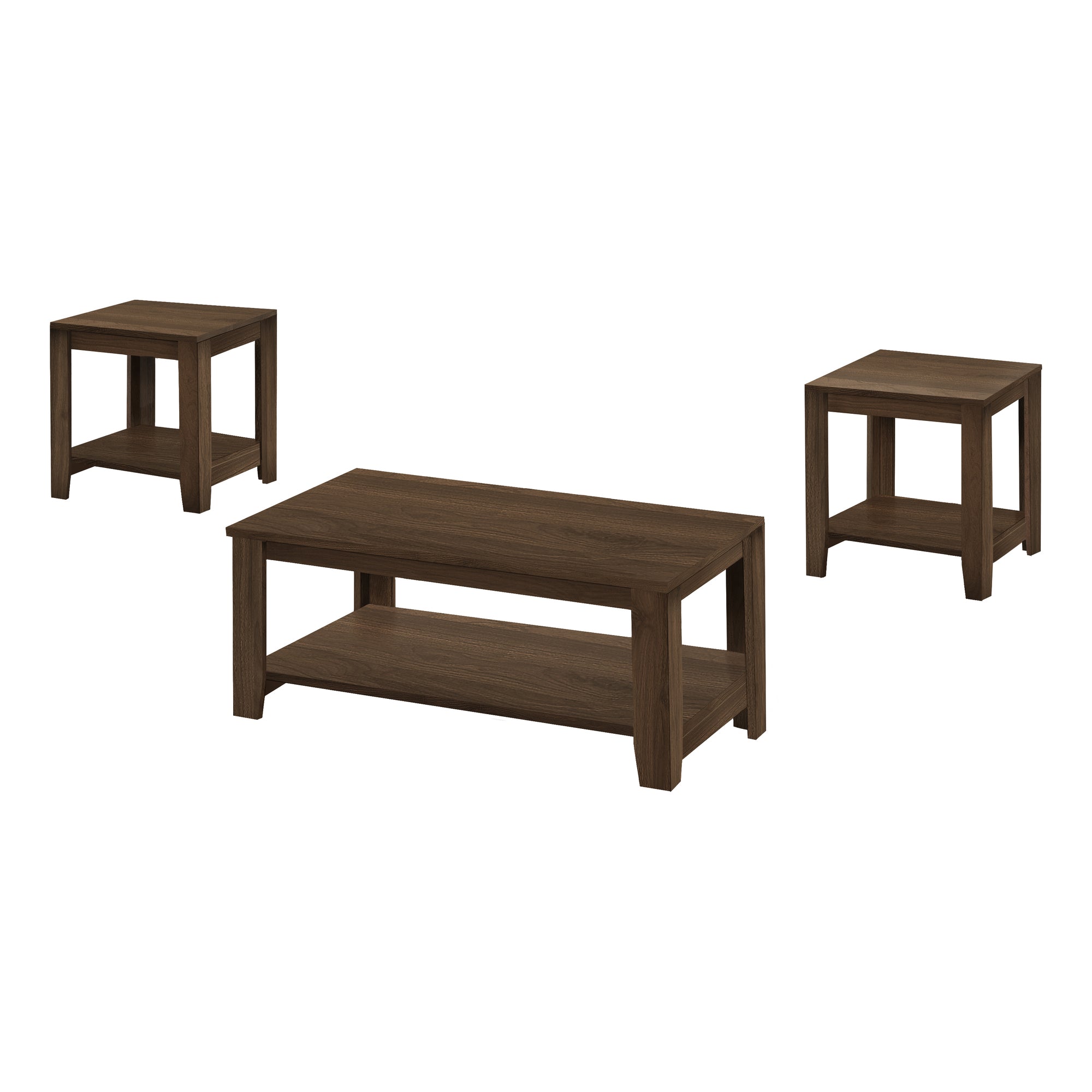 MN-597882P    Table Set, 3Pcs Set, Coffee, End, Side, Accent, Living Room, Laminate, Walnut, Contemporary, Modern