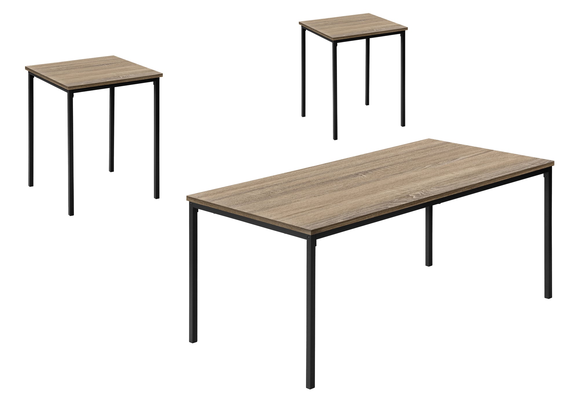 MN-177895P    Table Set, 3pcs Set, Coffee, End, Black Metal, Dark Taupe Laminate, Contemporary, Modern