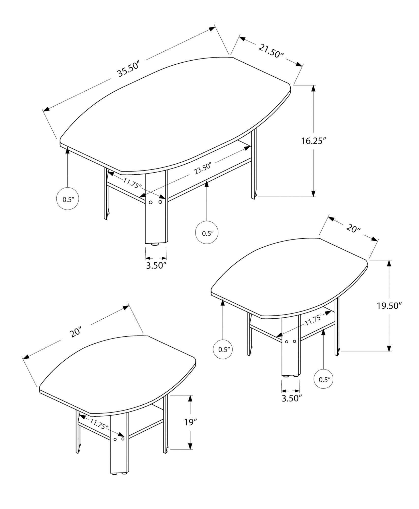 MN-667925P    Table Set - 3Pcs Set / Grey
