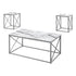 MN-757953P    Table Set - 3Pcs Set / White Marble / Silver Metal