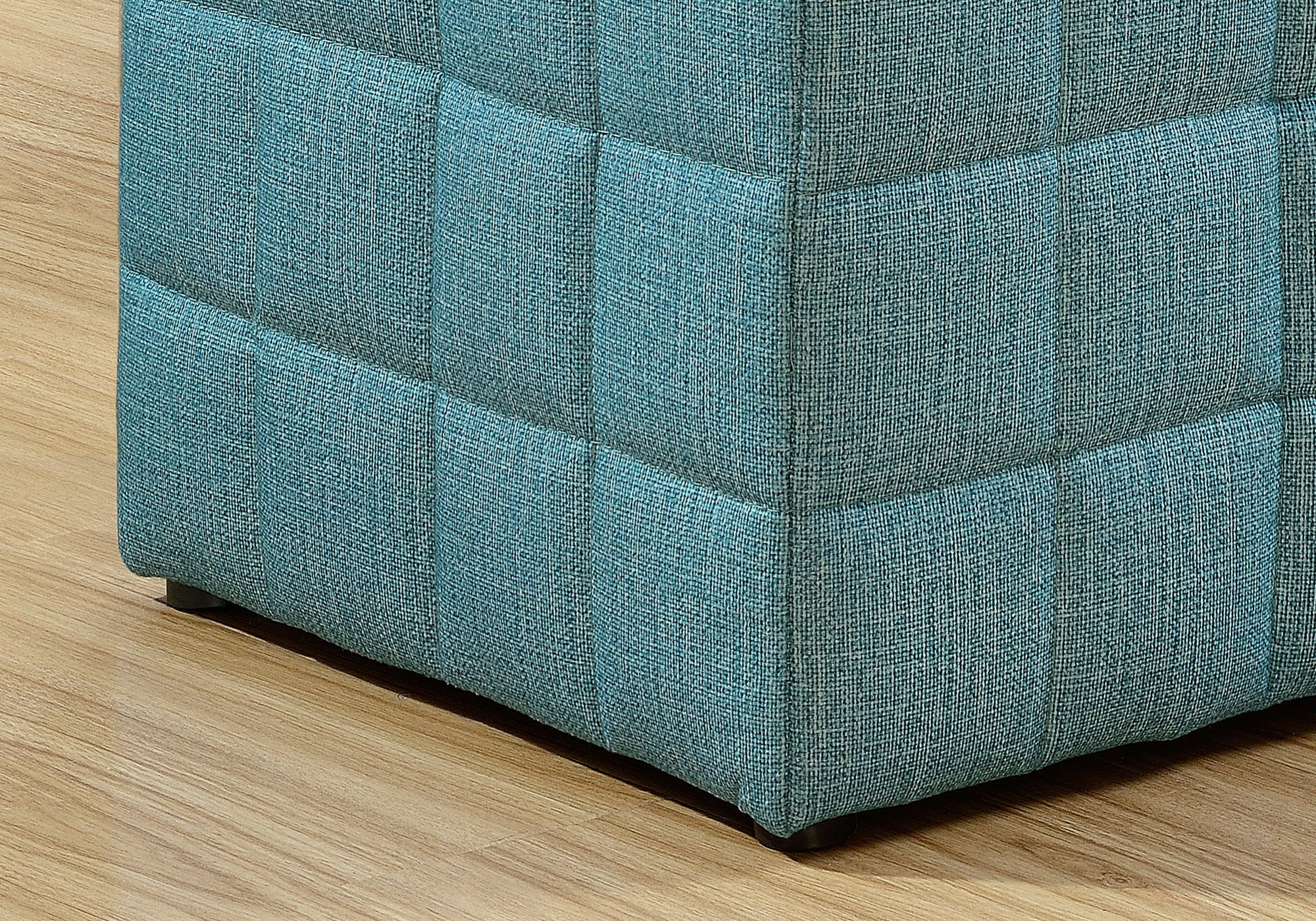 MN-158897    Ottoman, Pouf, Footrest, Foot Stool, 18" Square, Linen Look Fabric, Blue, Contemporary, Modern