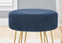 MN-209002    Ottoman, Pouf, Footrest, Foot Stool, 14" Round, Fabric, Metal Legs, Blue, Gold, Contemporary, Modern