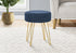 MN-209002    Ottoman, Pouf, Footrest, Foot Stool, 14" Round, Fabric, Metal Legs, Blue, Gold, Contemporary, Modern