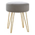 MN-219003    Ottoman, Pouf, Footrest, Foot Stool, 14" Round, Fabric, Metal Legs, Grey, Gold, Contemporary, Modern