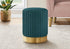 MN-309019    Ottoman, Pouf, Footrest, Foot Stool, 14" Round, Velvet Fabric, Metal Base, Turquoise, Gold, Contemporary, Glam, Modern