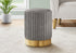 MN-319020    Ottoman, Pouf, Footrest, Foot Stool, 14" Round, Velvet Fabric, Metal Base, Grey, Gold, Contemporary, Glam, Modern