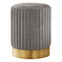 MN-319020    Ottoman, Pouf, Footrest, Foot Stool, 14" Round, Velvet Fabric, Metal Base, Grey, Gold, Contemporary, Glam, Modern