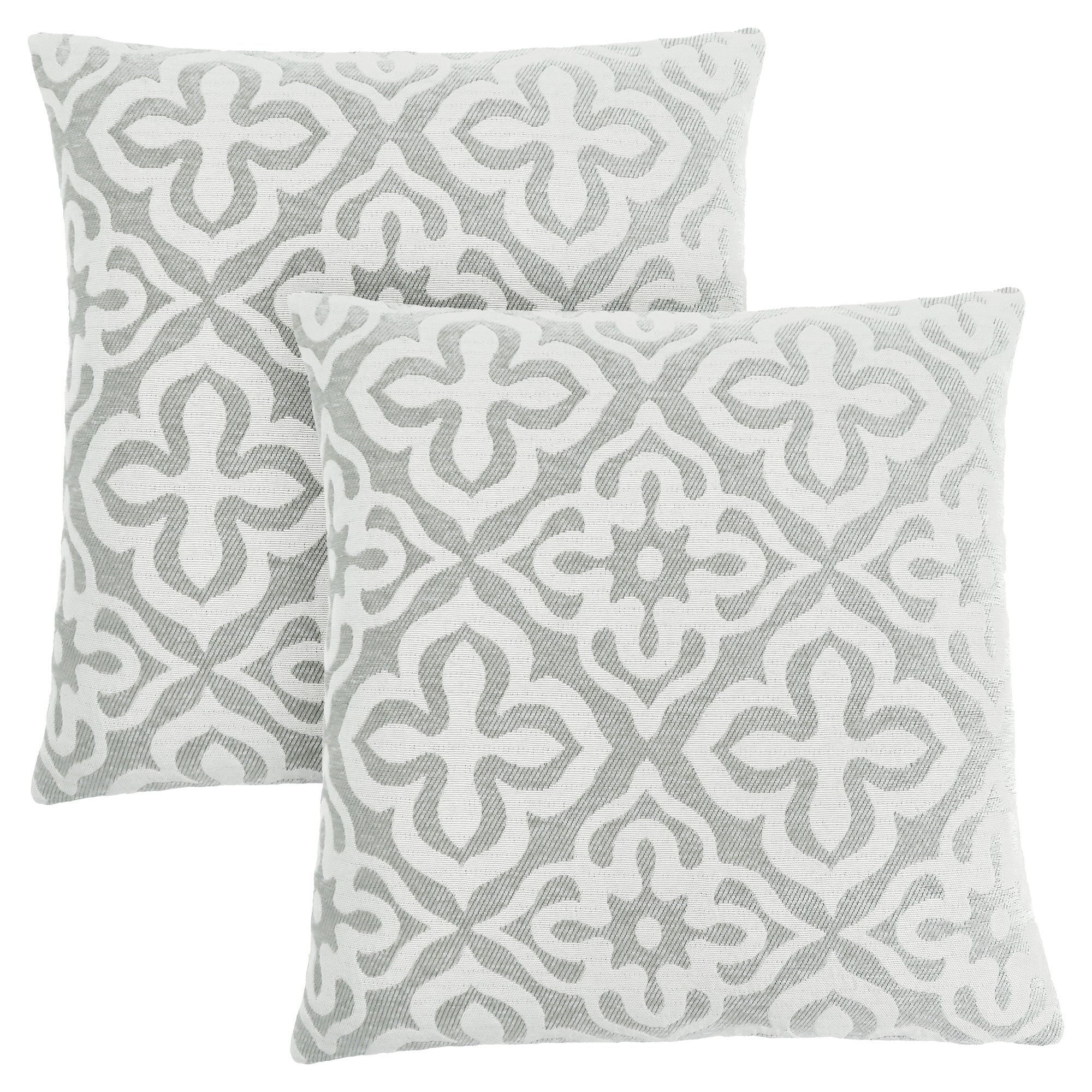 MN-359215    Pillows, Set Of 2, 18 X 18 Square, Insert Included, Decorative Throw, Accent, Sofa, Couch, Bed, Soft Polyester Woven Fabric, Hypoallergenic Soft Polyester Insert, Light Grey, Motif Design, Contemporary, Modern
