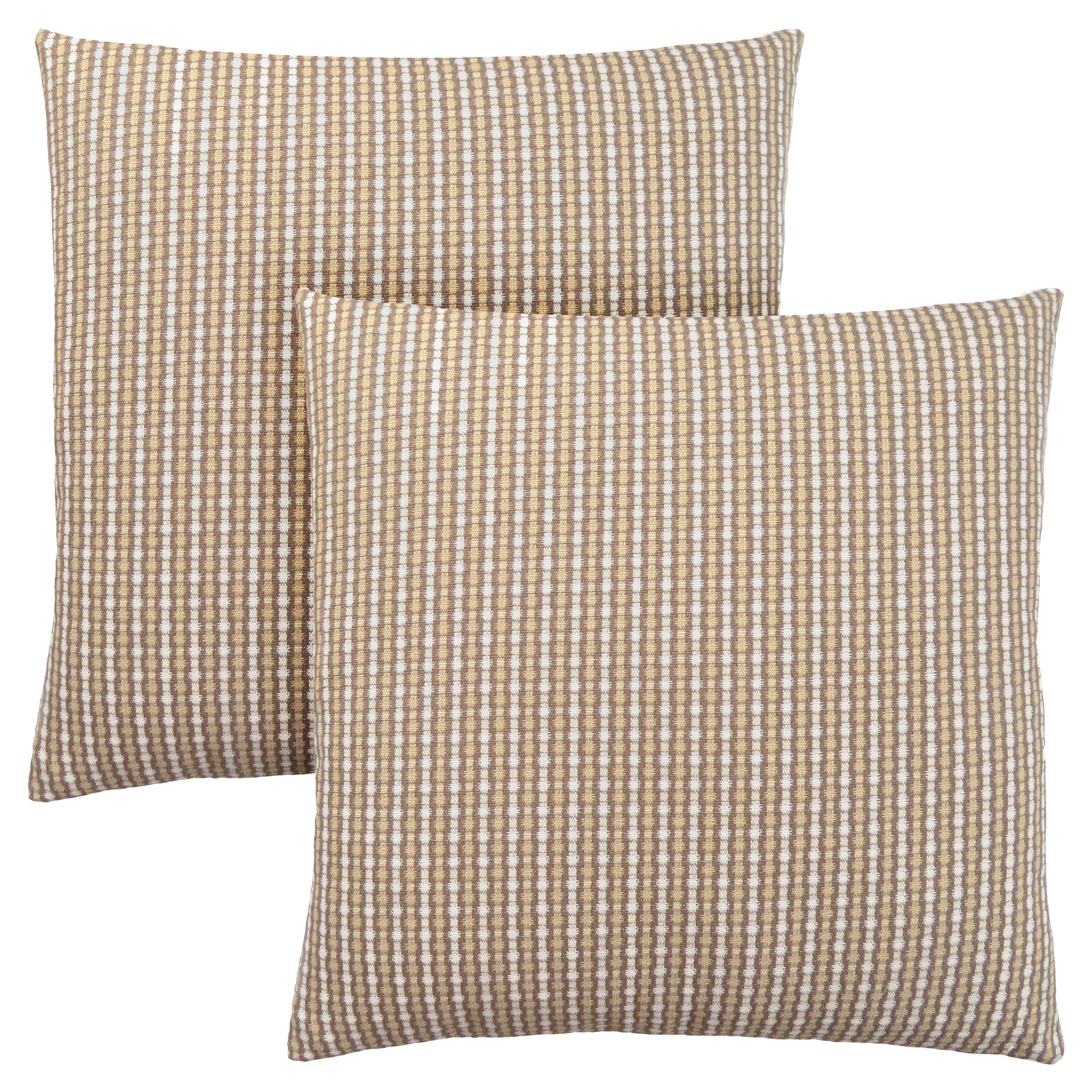 MN-419229    Pillows, Set Of 2, 18 X 18 Square, Insert Included, Decorative Throw, Accent, Sofa, Couch, Bed, Soft Polyester Woven Fabric, Hypoallergenic Soft Polyester Insert, Light And Dark Taupe, Abstract Dot Design, Classic Dot Design, Classic