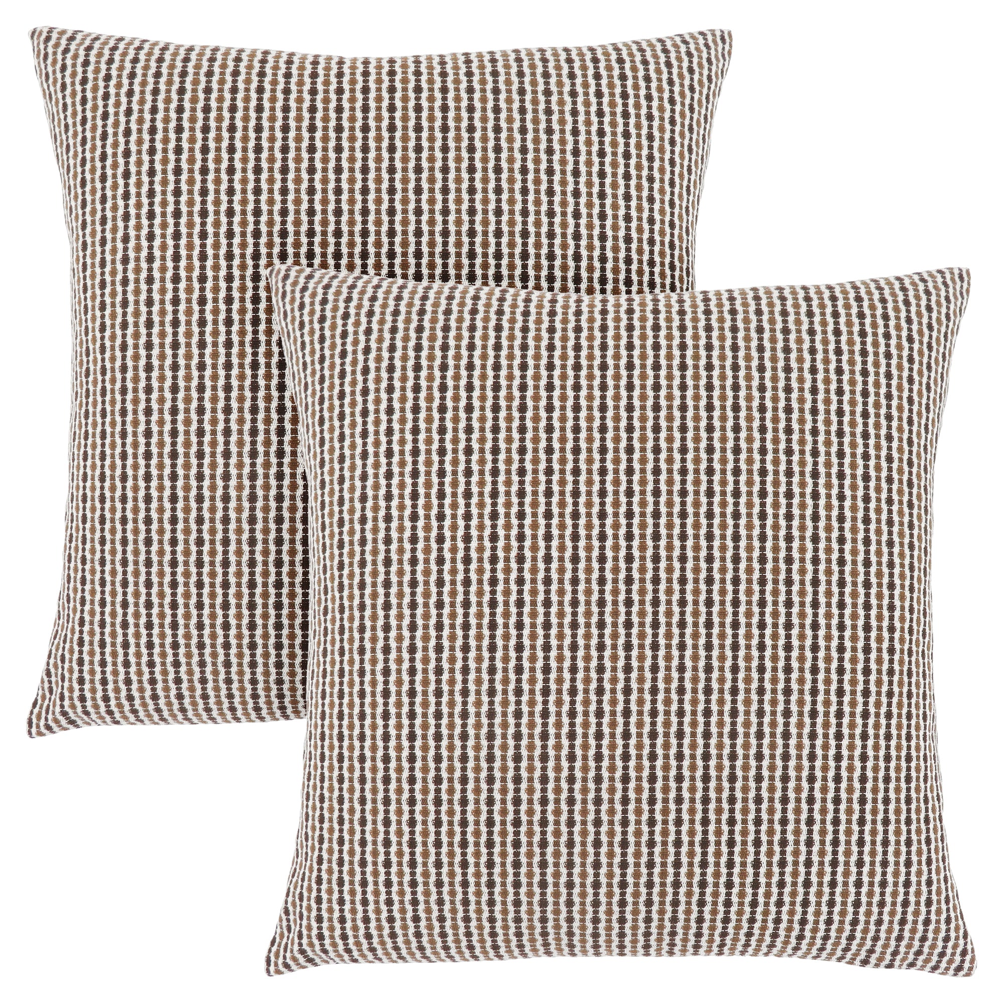 MN-519239    Pillows, Set Of 2, 18 X 18 Square, Insert Included, Decorative Throw, Accent, Sofa, Couch, Bed, Soft Polyester Woven Fabric, Hypoallergenic Soft Polyester Insert, Light And Dark Brown, Abstract Dot Design, Classic Dot Design, Classic
