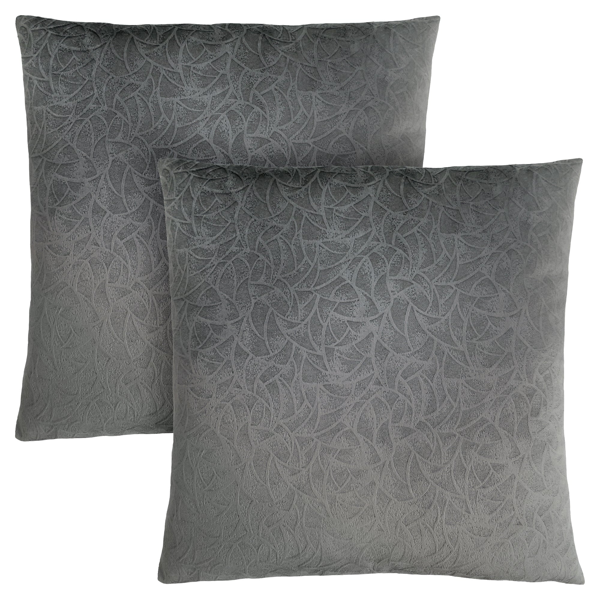 MN-609259    Pillows, Set Of 2, 18 X 18 Square, Insert Included, Decorative Throw, Accent, Sofa, Couch, Bed, Soft Polyester Woven Fabric, Hypoallergenic Soft Polyester Insert, Dark Grey, Transitional