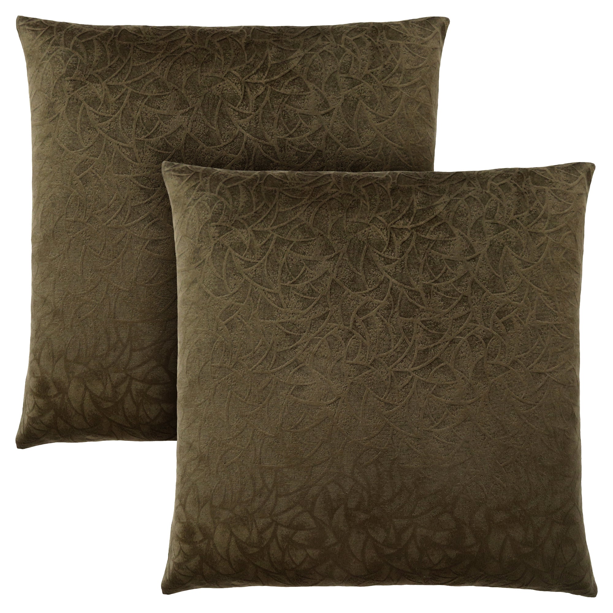 MN-629263    Pillows, Set Of 2, 18 X 18 Square, Insert Included, Decorative Throw, Accent, Sofa, Couch, Bed, Soft Polyester Woven Fabric, Hypoallergenic Soft Polyester Insert, Dark Green, Transitional