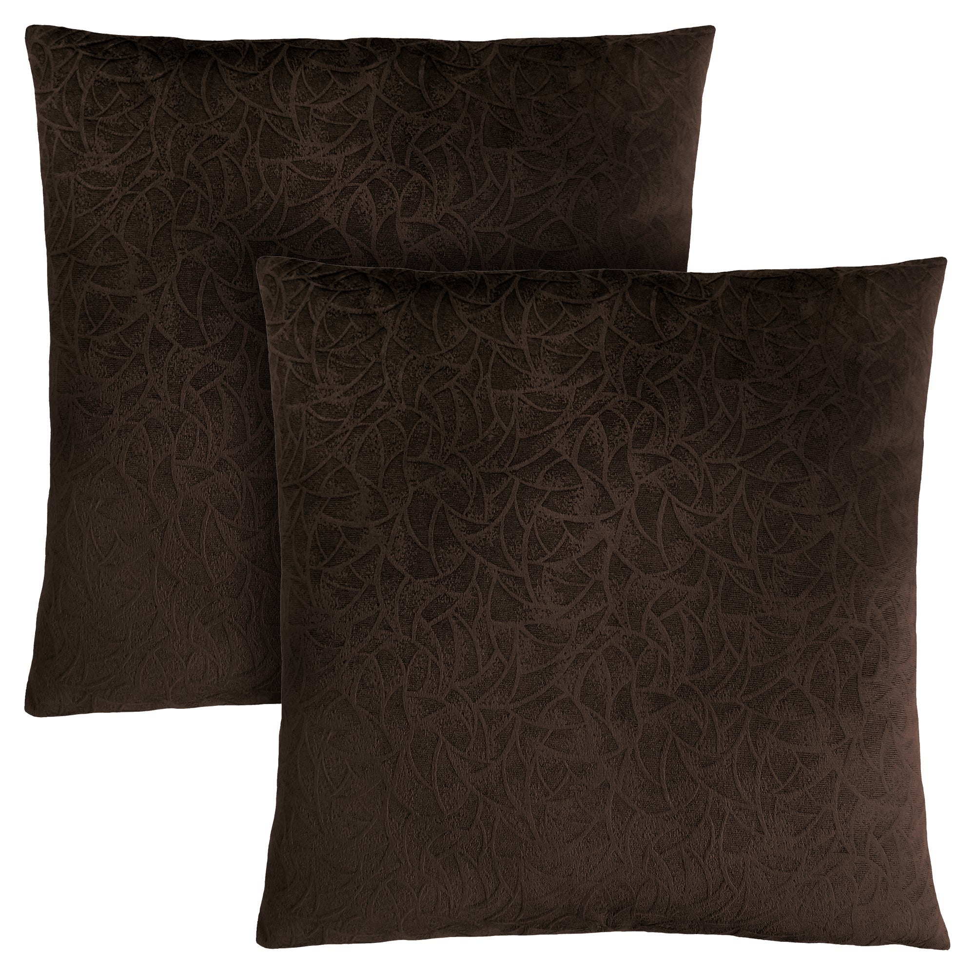 MN-639265    Pillows, Set Of 2, 18 X 18 Square, Insert Included, Decorative Throw, Accent, Sofa, Couch, Bed, Soft Polyester Woven Fabric, Hypoallergenic Soft Polyester Insert, Dark Brown, Transitional