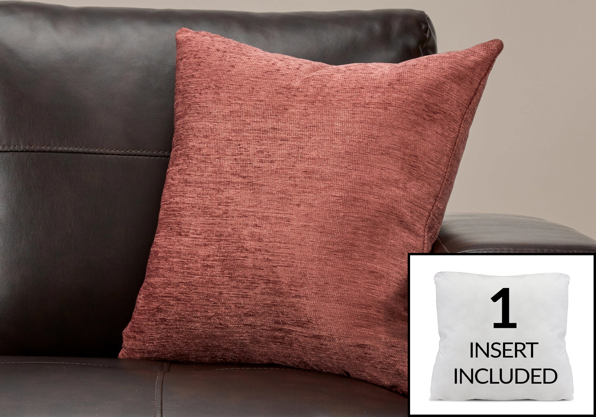 MN-879300    Pillows, 18 X 18 Square, Insert Included, Decorative Throw, Accent, Sofa, Couch, Bed, Soft Polyester Fabric, Hypoallergenic Soft Polyester Insert, Pink, Casual