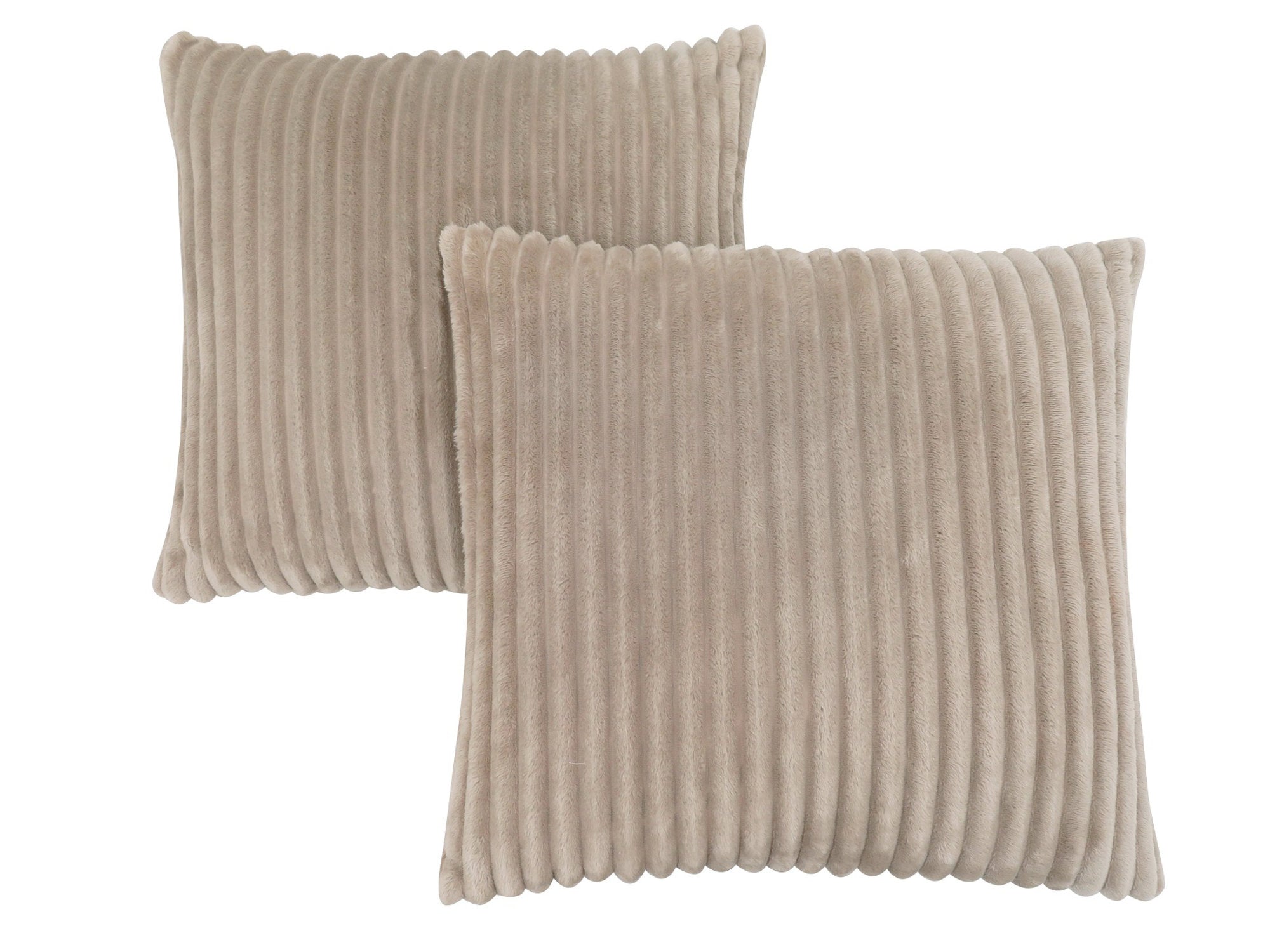MN-969355    Pillows, Set Of 2, 18 X 18 Square, Insert Included, Decorative Throw, Accent, Sofa, Couch, Bed, Faux Fur Polyester Fabric, Hypoallergenic Soft Polyester Insert, Beige, Transitional