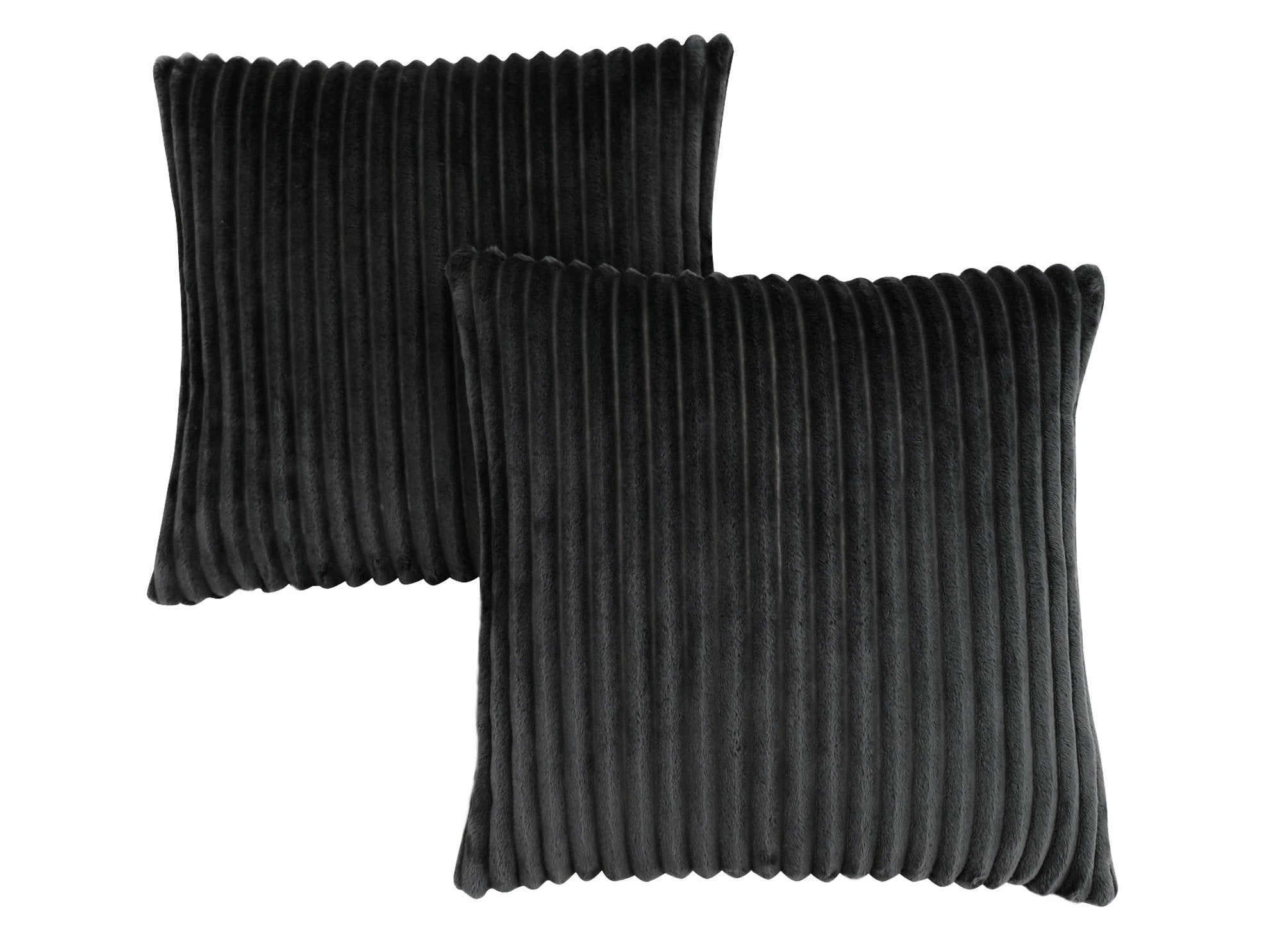 MN-989357    Pillows, Set Of 2, 18 X 18 Square, Insert Included, Decorative Throw, Accent, Sofa, Couch, Bed, Faux Fur Polyester Fabric, Hypoallergenic Soft Polyester Insert, Black, Transitional