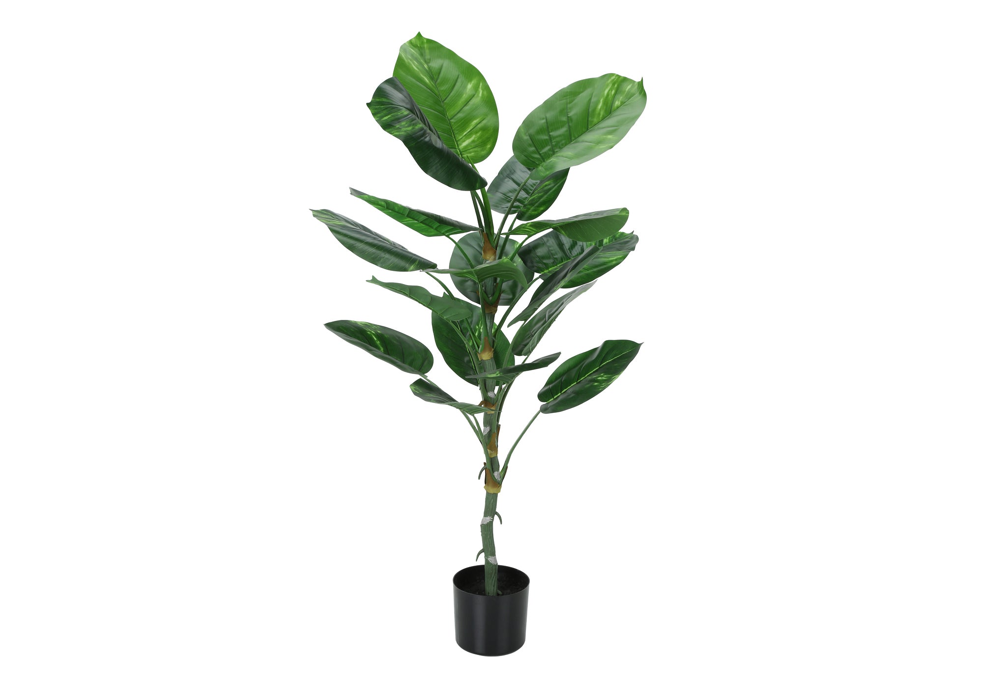 MN-399519    Artificial Plant, 54" Tall, Dieffenbachia Tree, Indoor, Faux, Fake, Floor, Greenery, Potted, Real Touch, Decorative, Green Leaves, Black Pot