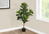MN-479541    Artificial Plant, 47" Tall, Fiddle Tree, Indoor, Faux, Fake, Floor, Greenery, Potted, Real Touch, Decorative, Green Leaves, Black Pot