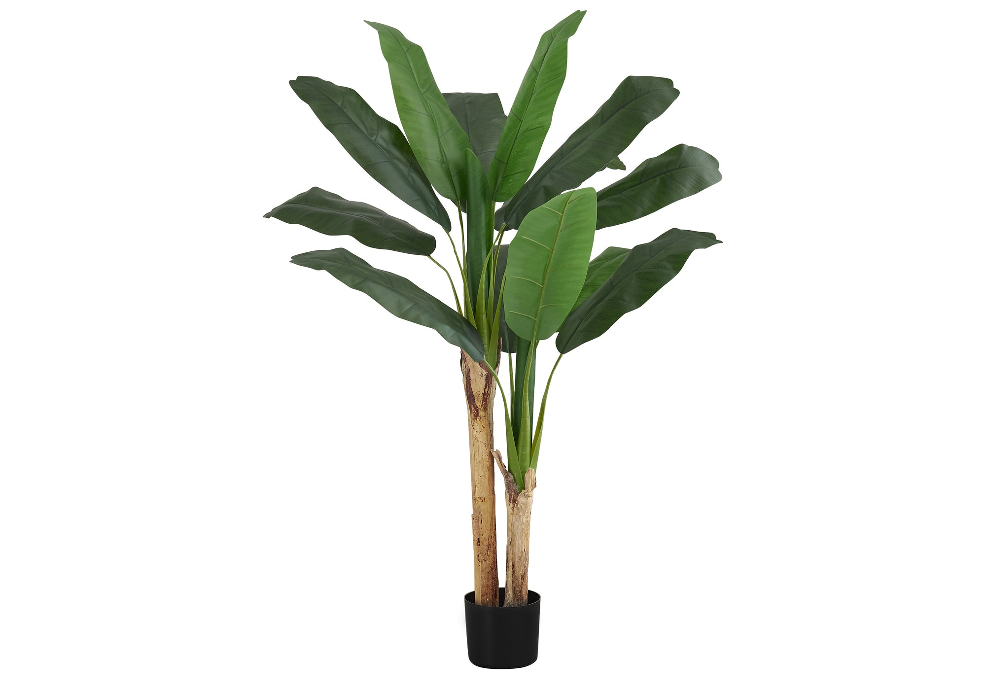 MN-609568    Artificial Plant, 55" Tall, Banana Tree, Indoor, Faux, Fake, Floor, Greenery, Potted, Real Touch, Decorative, Green Leaves, Black Pot