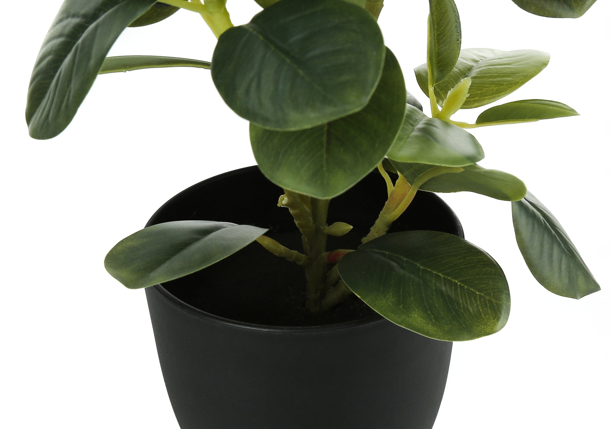MN-759585    Artificial Plant, 14" Tall, Ficus, Indoor, Faux, Fake, Table, Greenery, Potted, Set Of 2, Decorative, Green Leaves, Black Pots