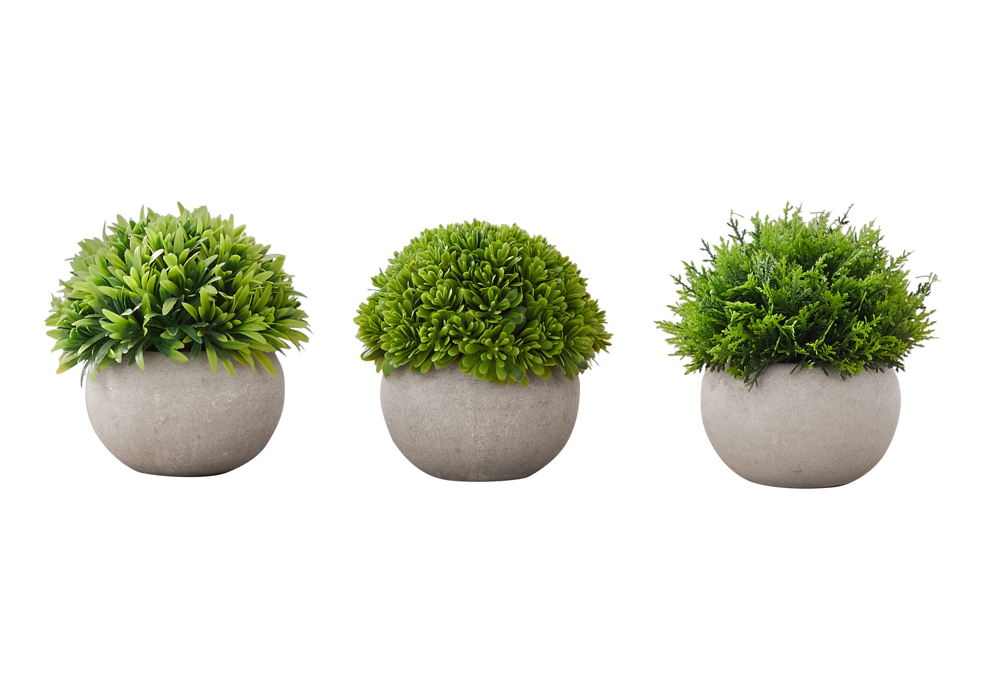 MN-799589    Artificial Plant, 5" Tall, Grass, Indoor, Faux, Fake, Table, Greenery, Potted, Set Of 3, Decorative, Green Plants, Grey Pots