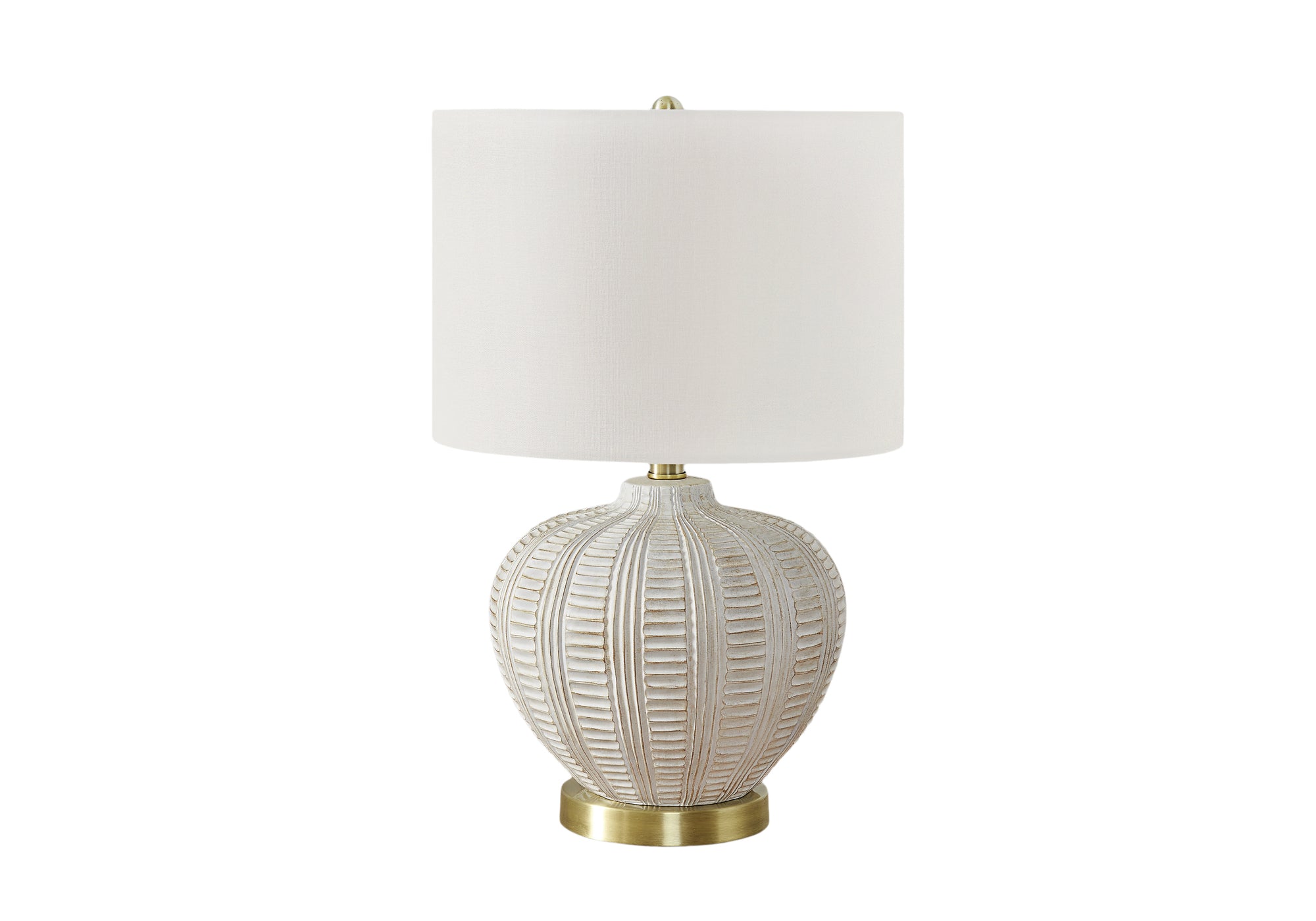MN-909617    Lighting, 21"H, Table Lamp, Ivory / Cream Shade, Cream Resin, Transitional