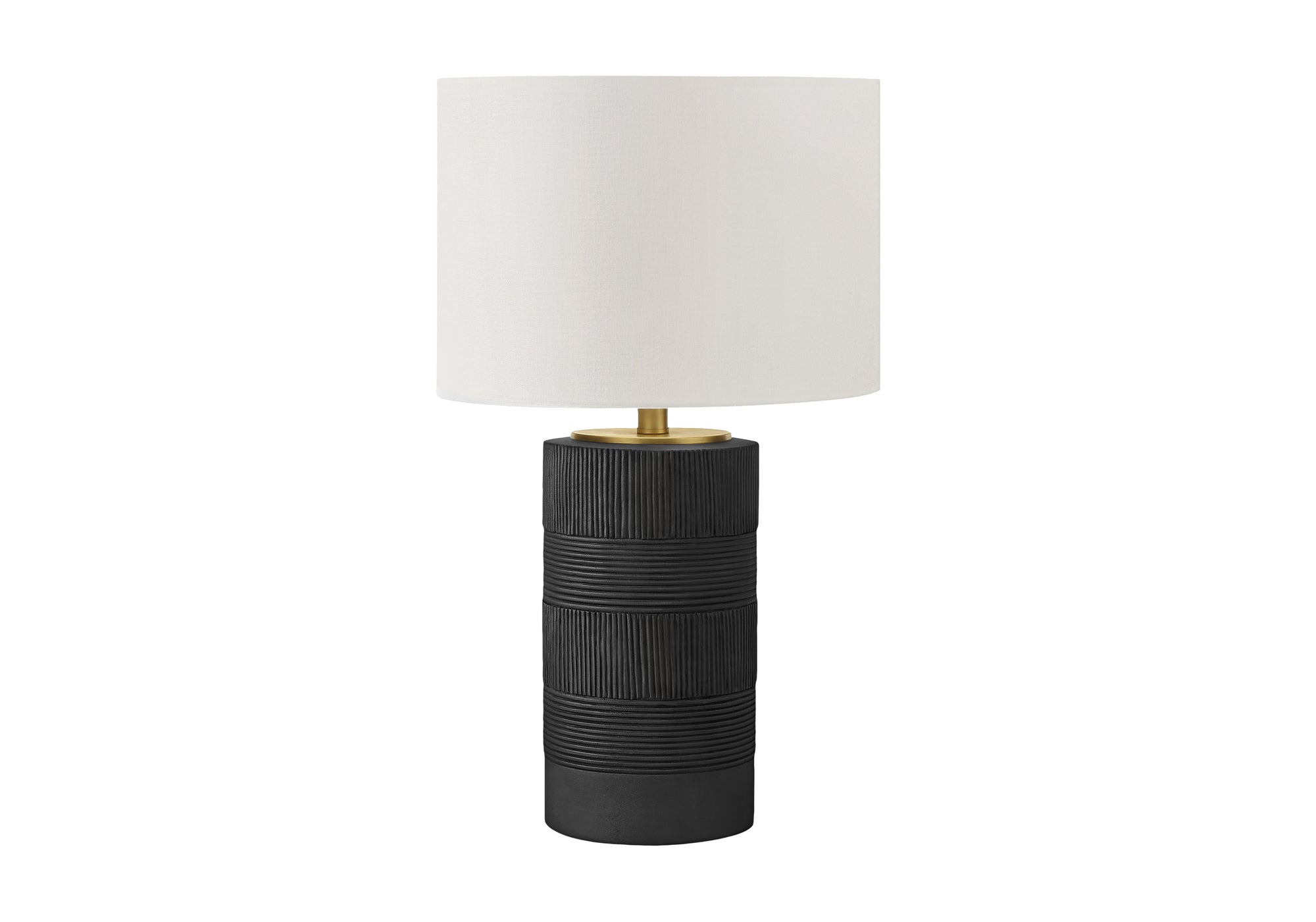 MN-929619    Lighting, 24"H, Table Lamp, Black Resin, Ivory / Cream Shade, Contemporary