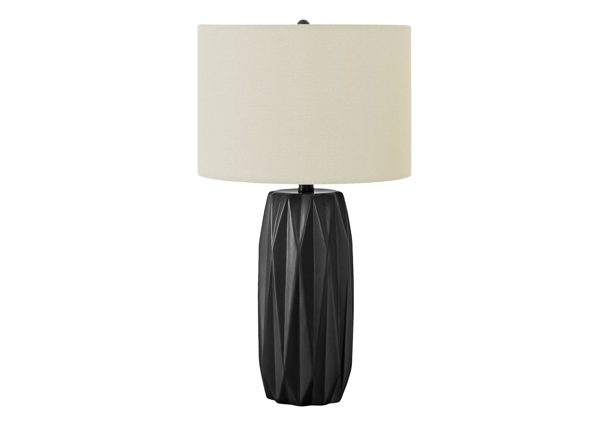 MN-939620    Lighting, 25"H, Table Lamp, Black Ceramic, Ivory / Cream Shade, Contemporary