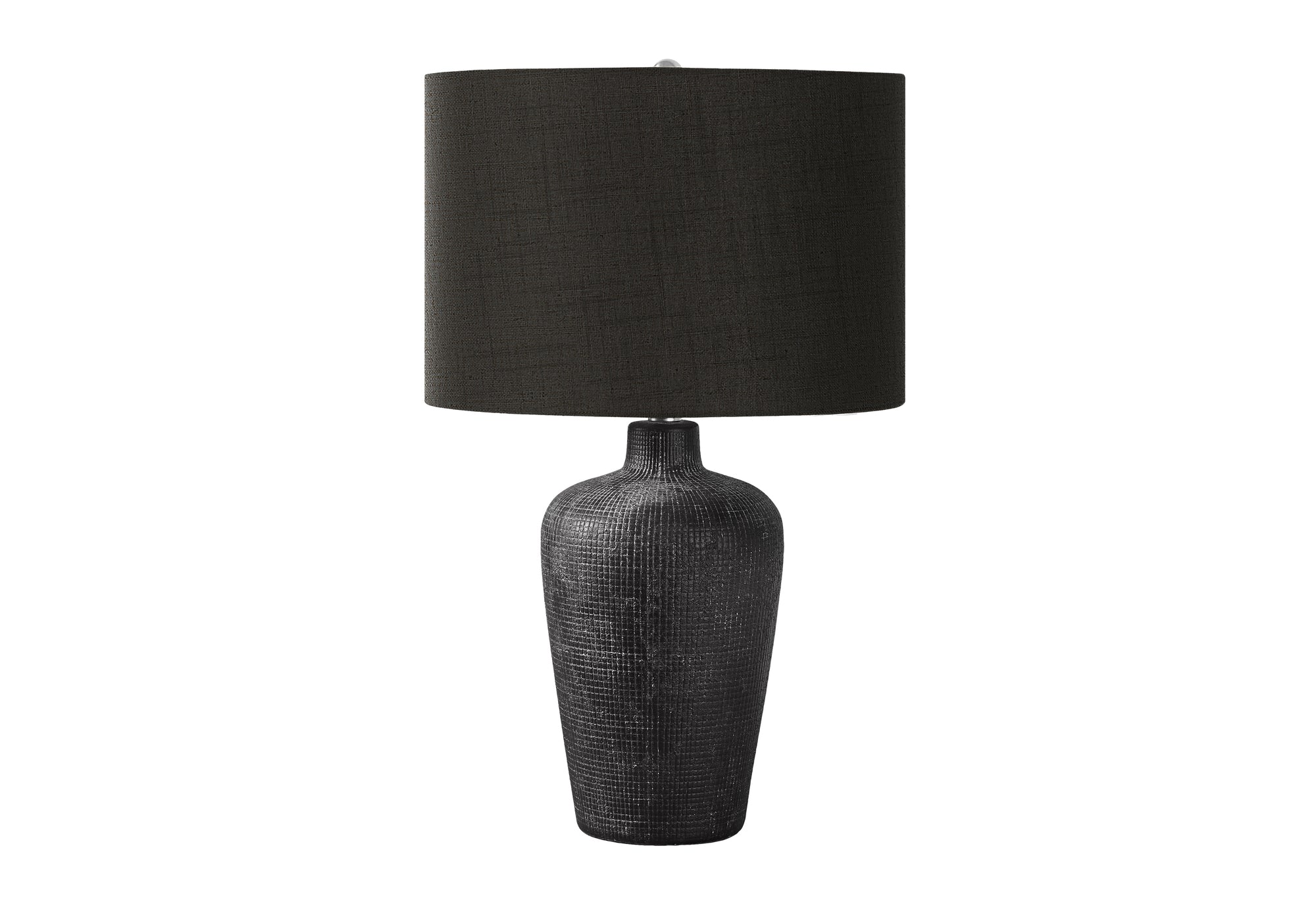 MN-949621    Lighting, Table Lamp, 24"H, Black Ceramic, Black Shade, Contemporary