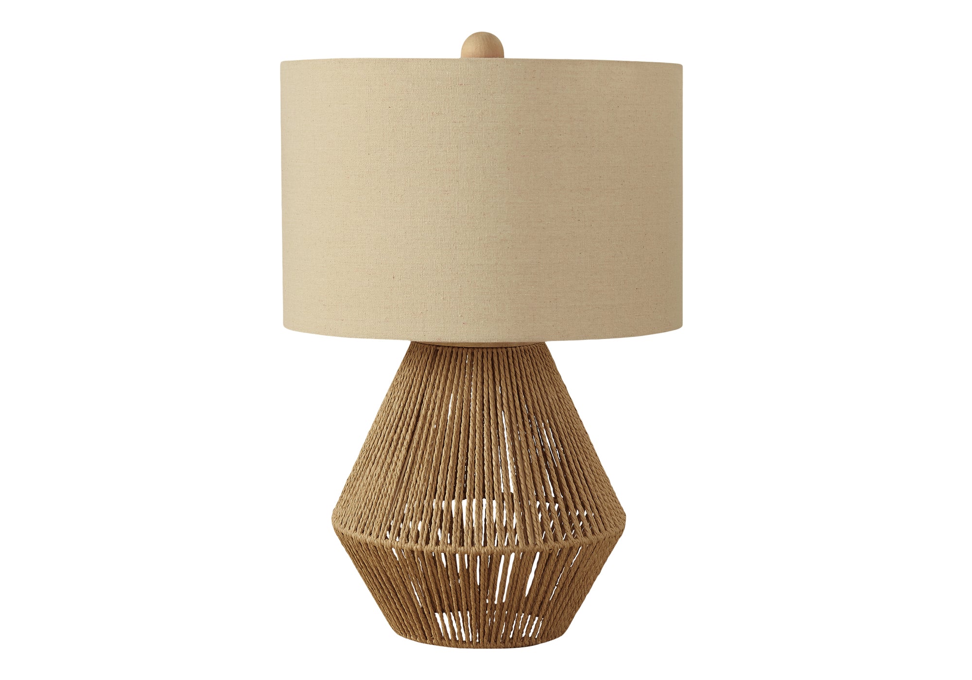 MN-109628    Lighting, 22"H, Table Lamp, Brown Rope, Beige Shade, Transitional