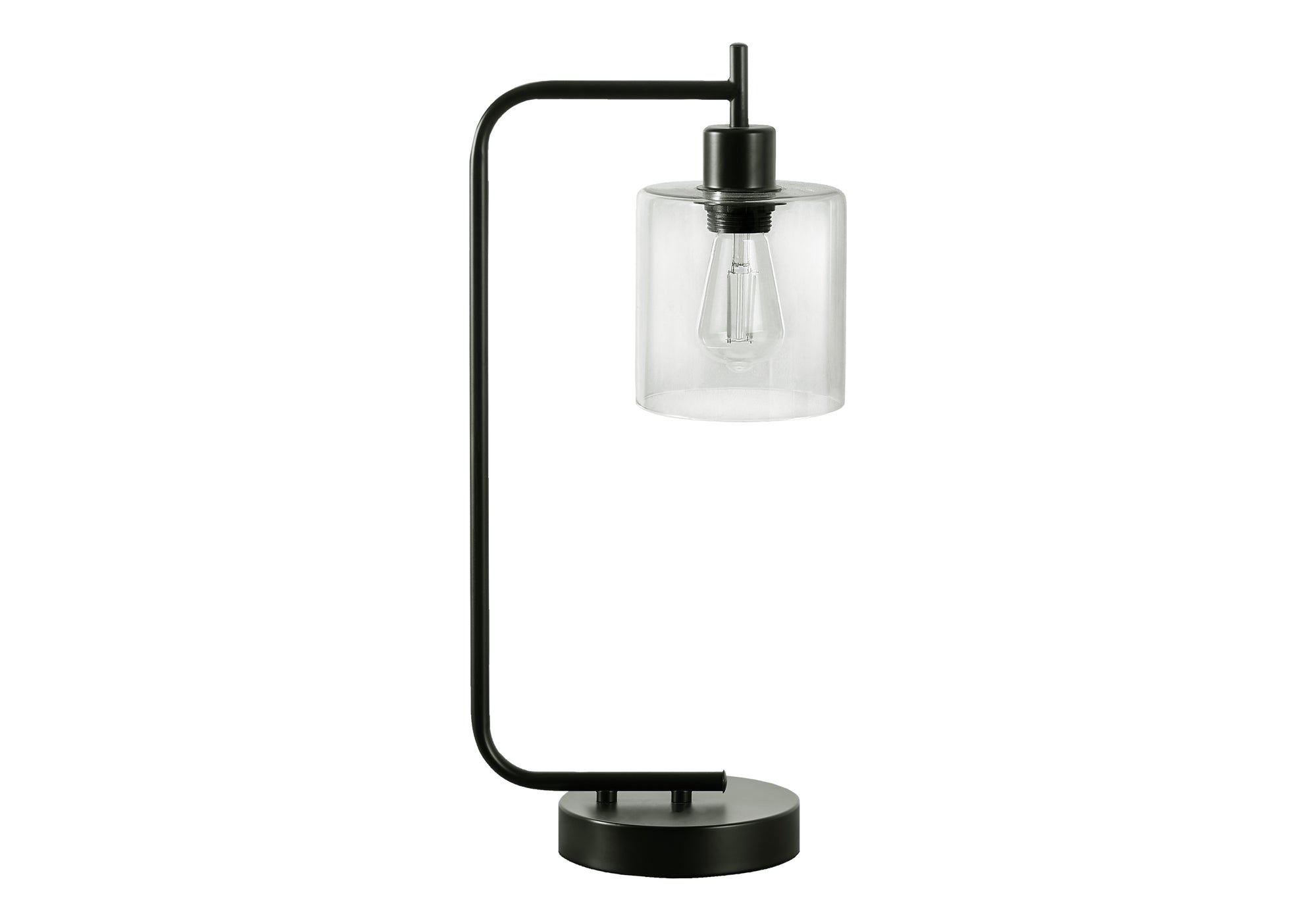 MN-189637    Lighting, 20"H, Table Lamp, Usb Port Included, Black Metal, Glass Shade, Modern