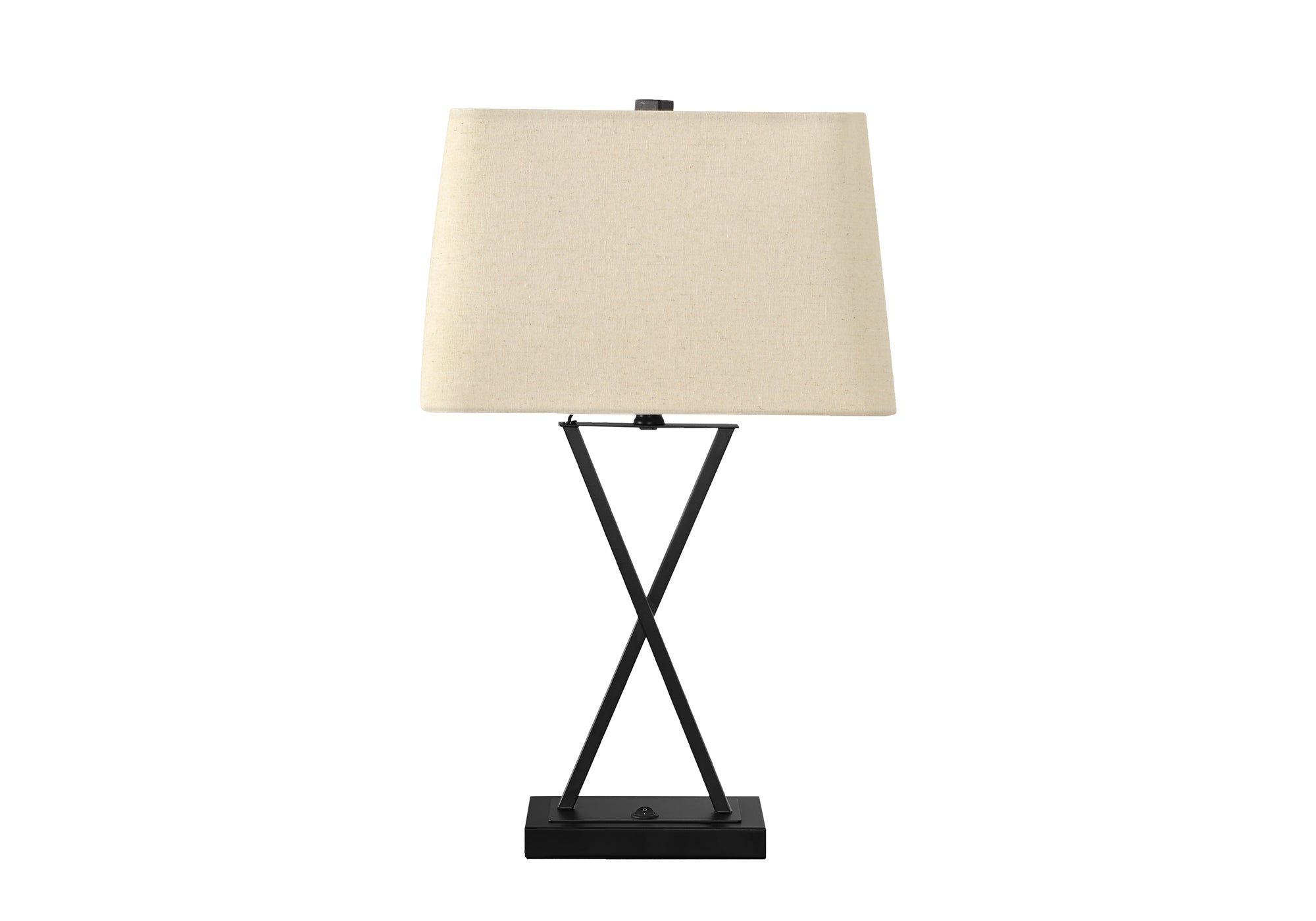 MN-199638    Lighting, 25"H, Table Lamp, Usb Port Included, Black Metal, Beige Shade, Transitional
