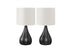 MN-209639    Lighting, Set Of 2, 18"H, Table Lamp, Black Metal, Ivory / Cream Shade, Contemporary